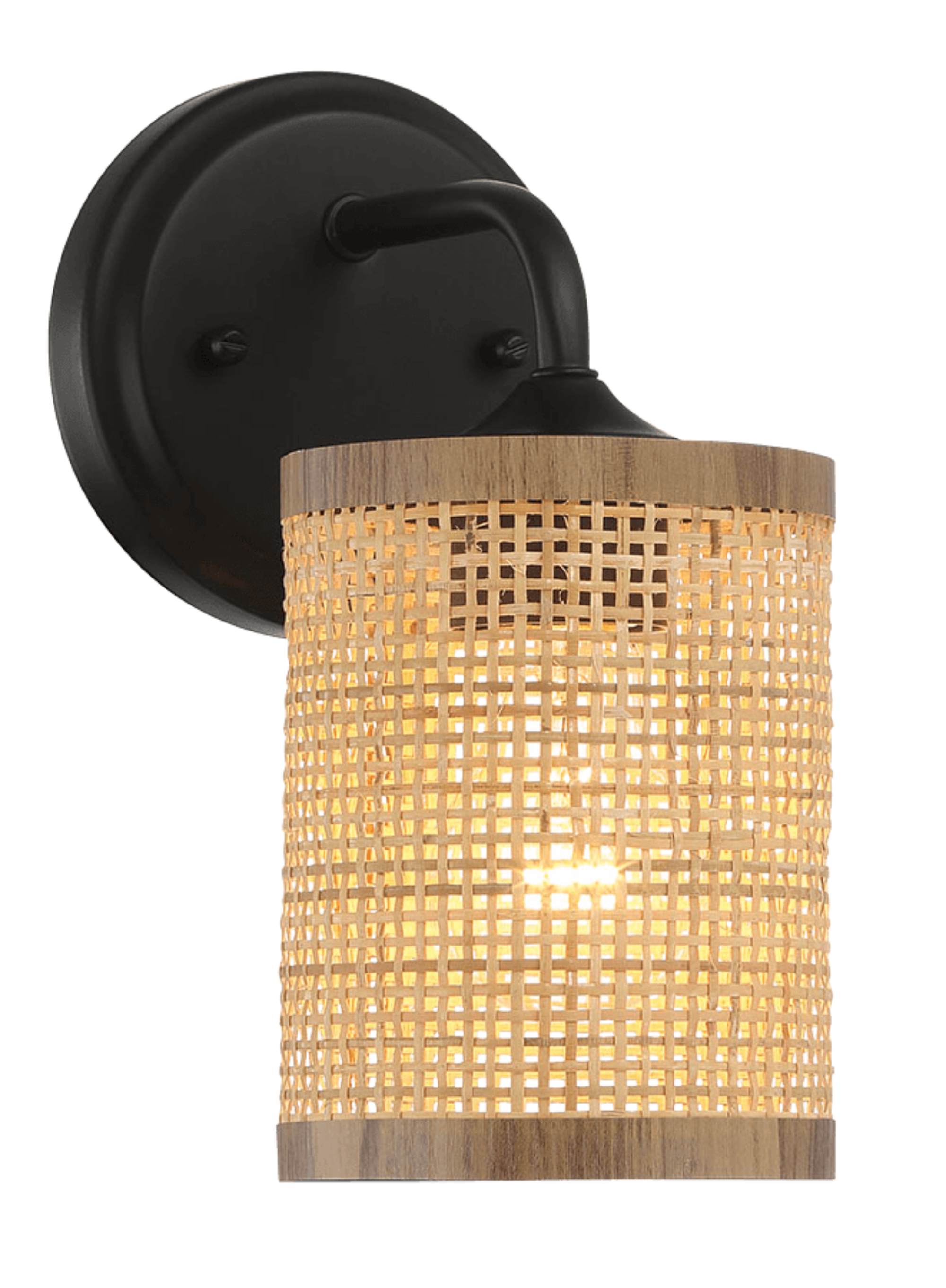 Reef Single Lights Wall Sconce With Natural Rattan Shade Rustic Wicker Wall Light