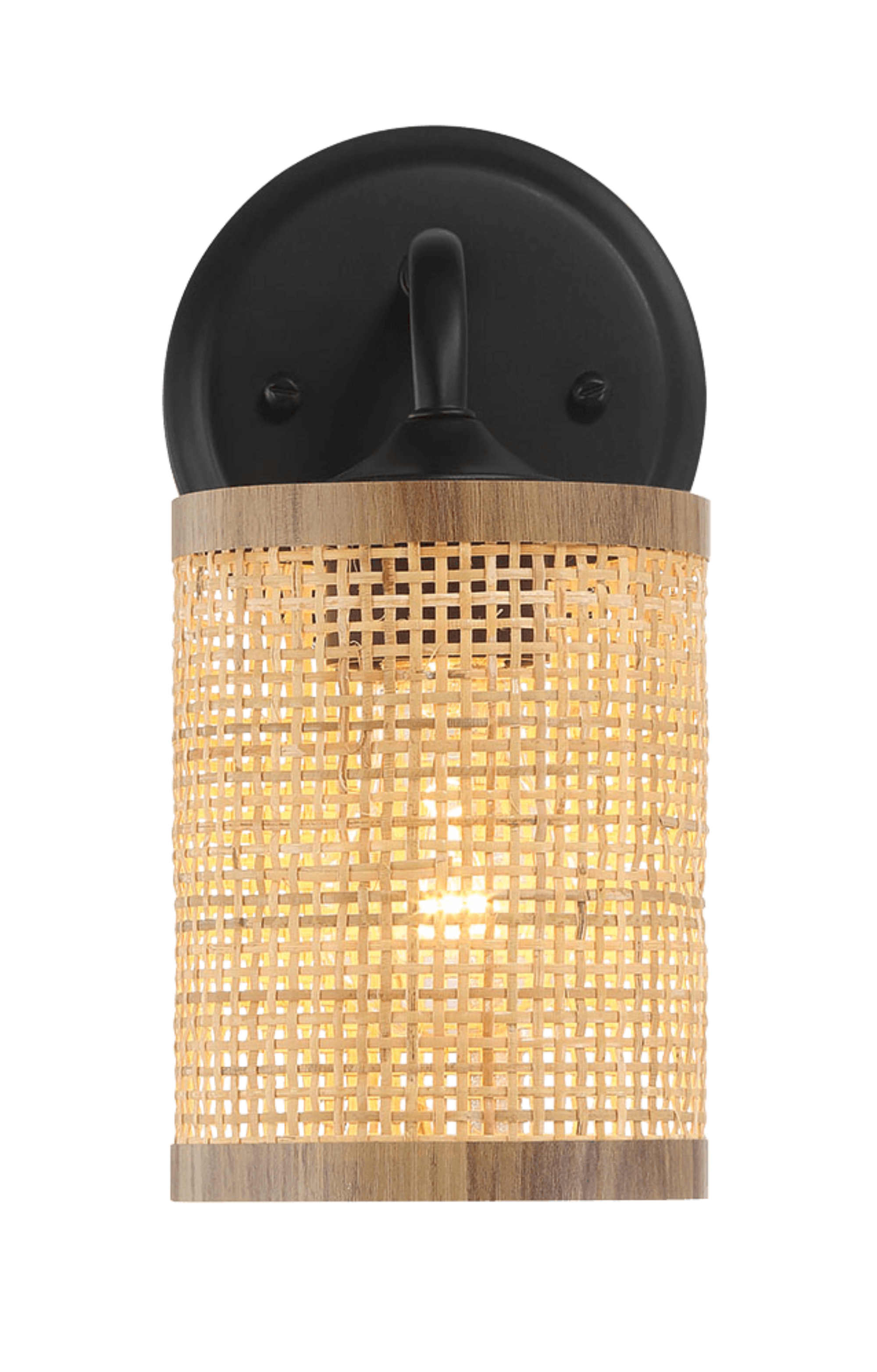 Reef Single Lights Wall Sconce With Natural Rattan Shade Rustic Wicker Wall Light