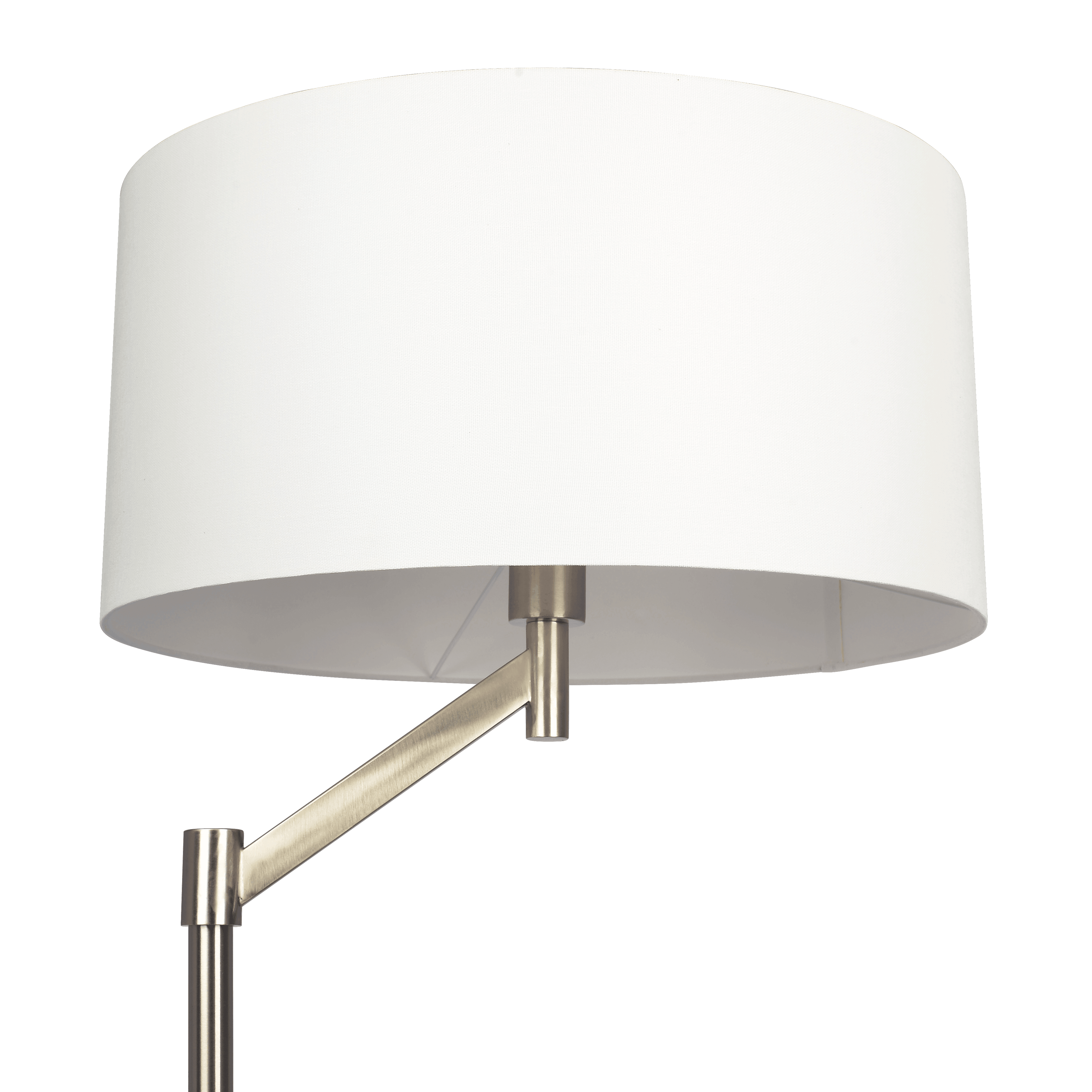 Serene Brushed Nickel Floor Lamp with Rotary Switch Metal Base White Linen Shade