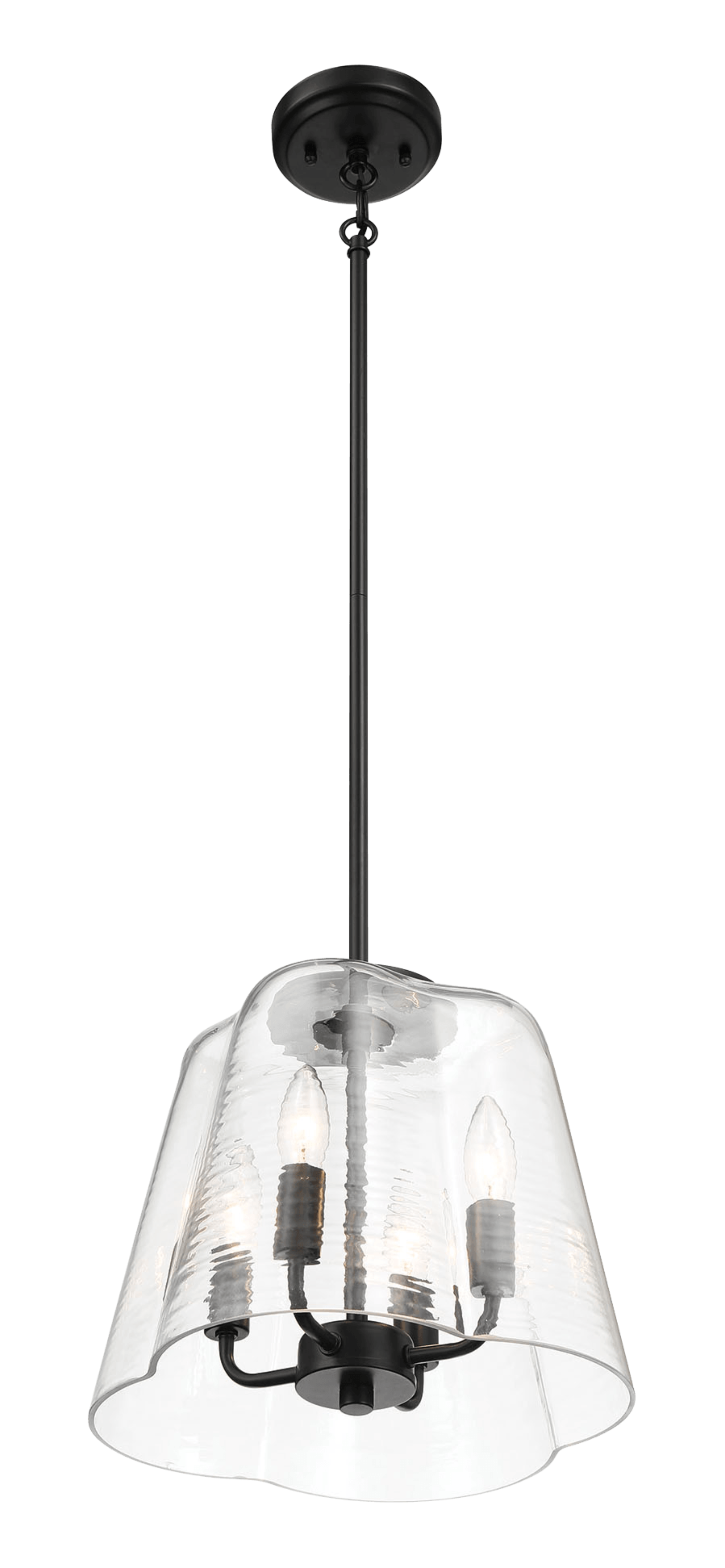 Soiree Four Candle Lights Pendant With Clear Glass - Black Finish