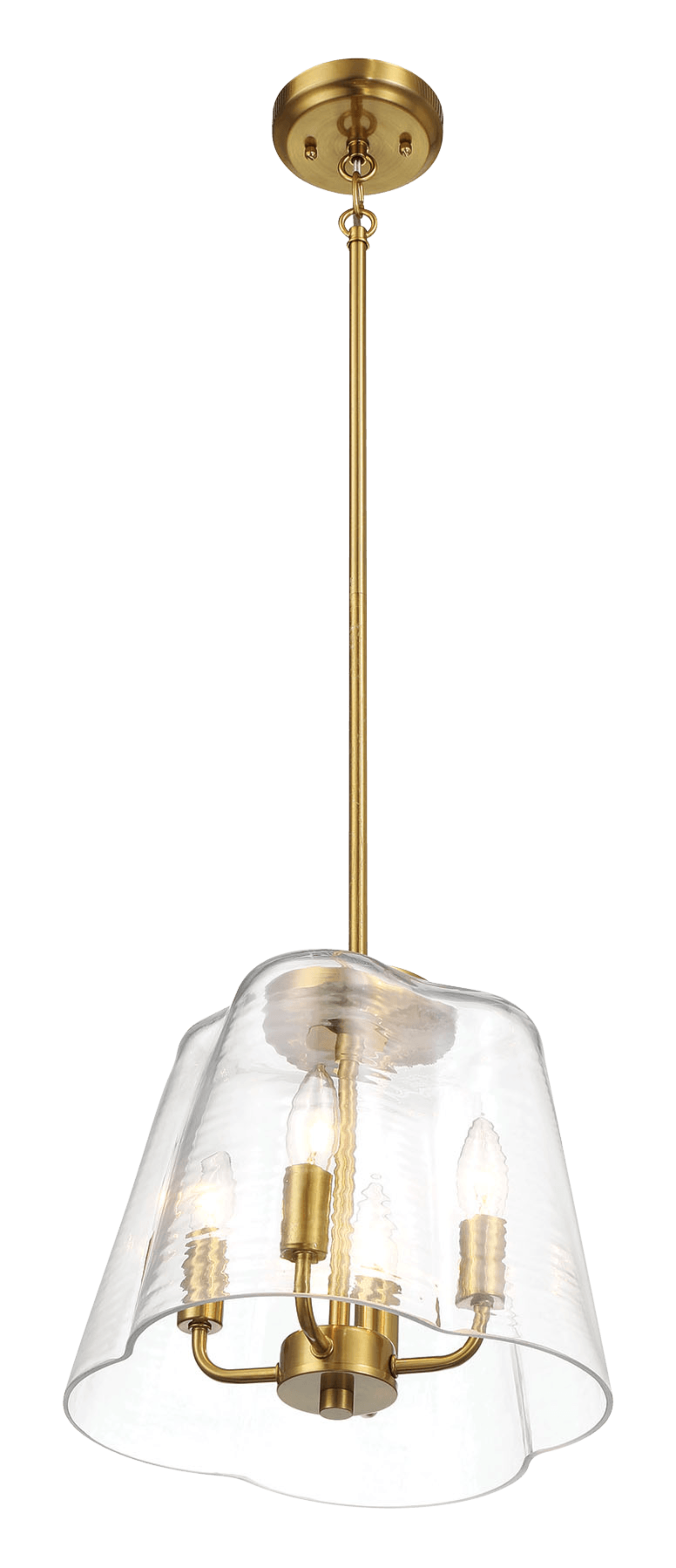 Soiree Four Candle Lights Pendant With Clear Glass - Satin Brass