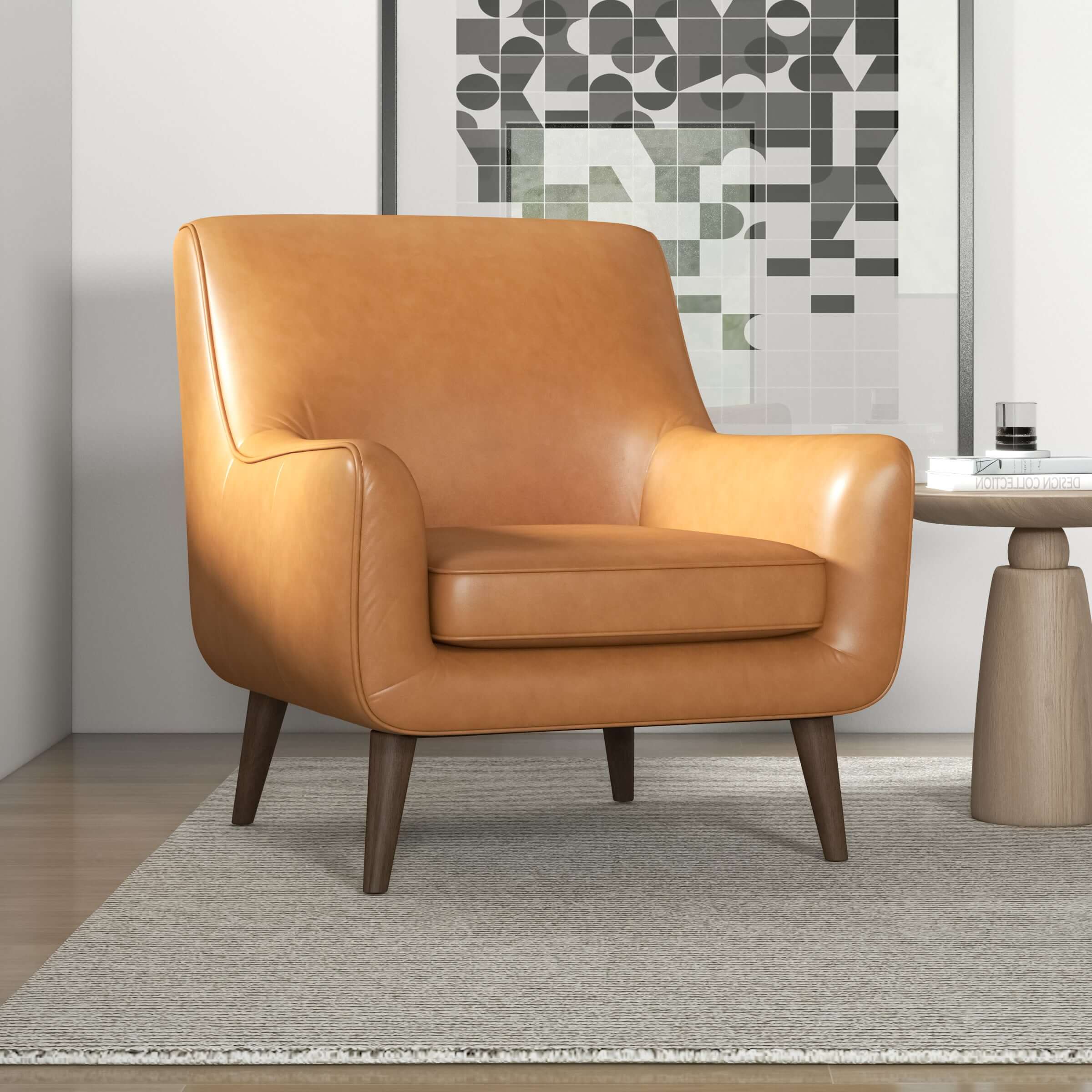 Alex Tan Leather Lounge Chair