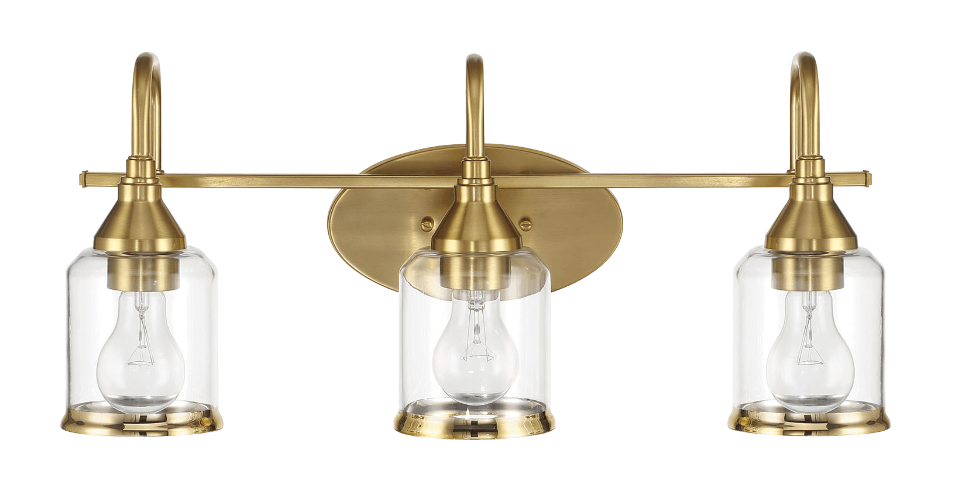 Twilight Three Lights Brushed Gold Contemporary Vanity Light 22"W × 10"H × 7.48"E with Clear Glass