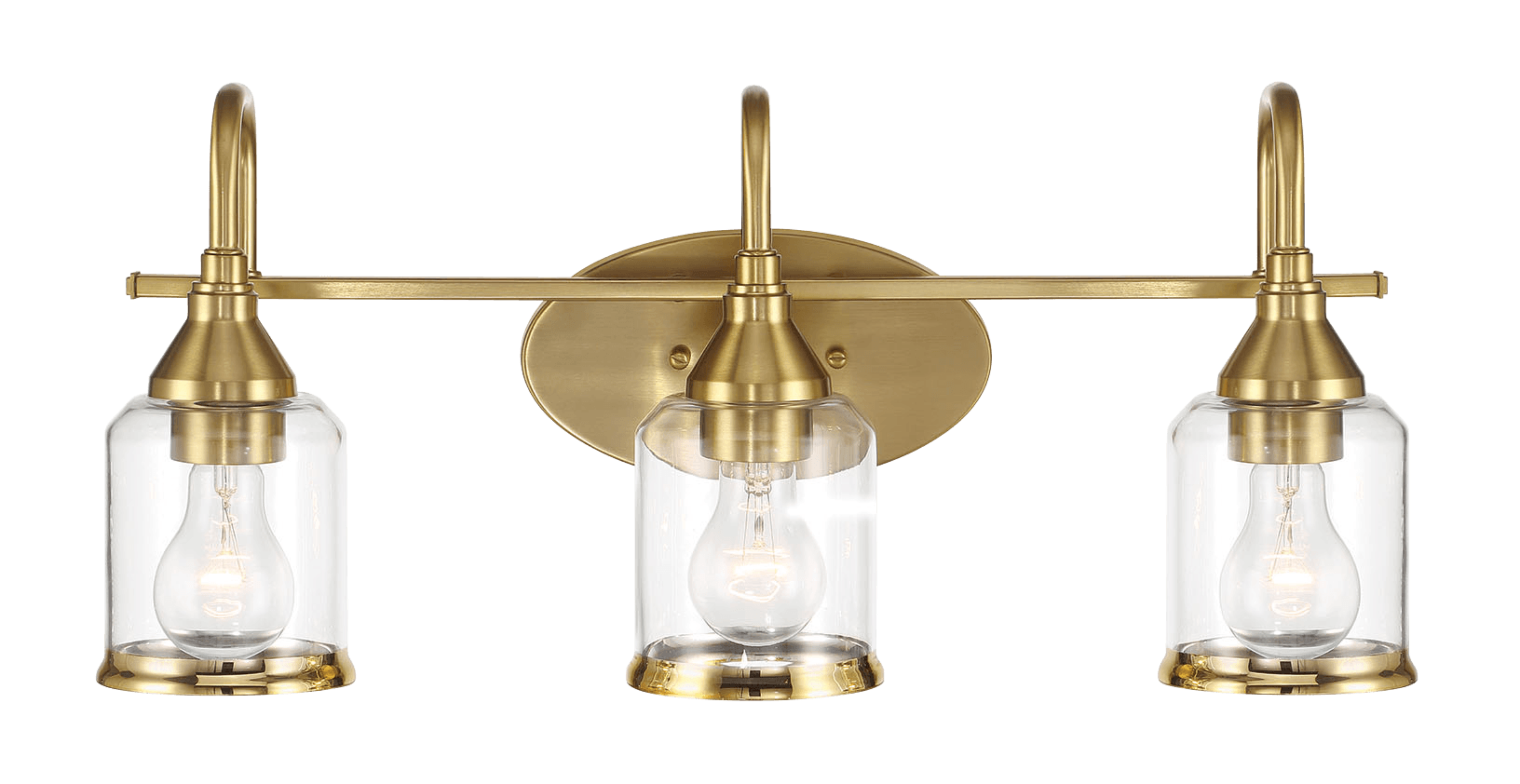 Twilight Three Lights Brushed Gold Contemporary Vanity Light 22"W × 10"H × 7.48"E with Clear Glass