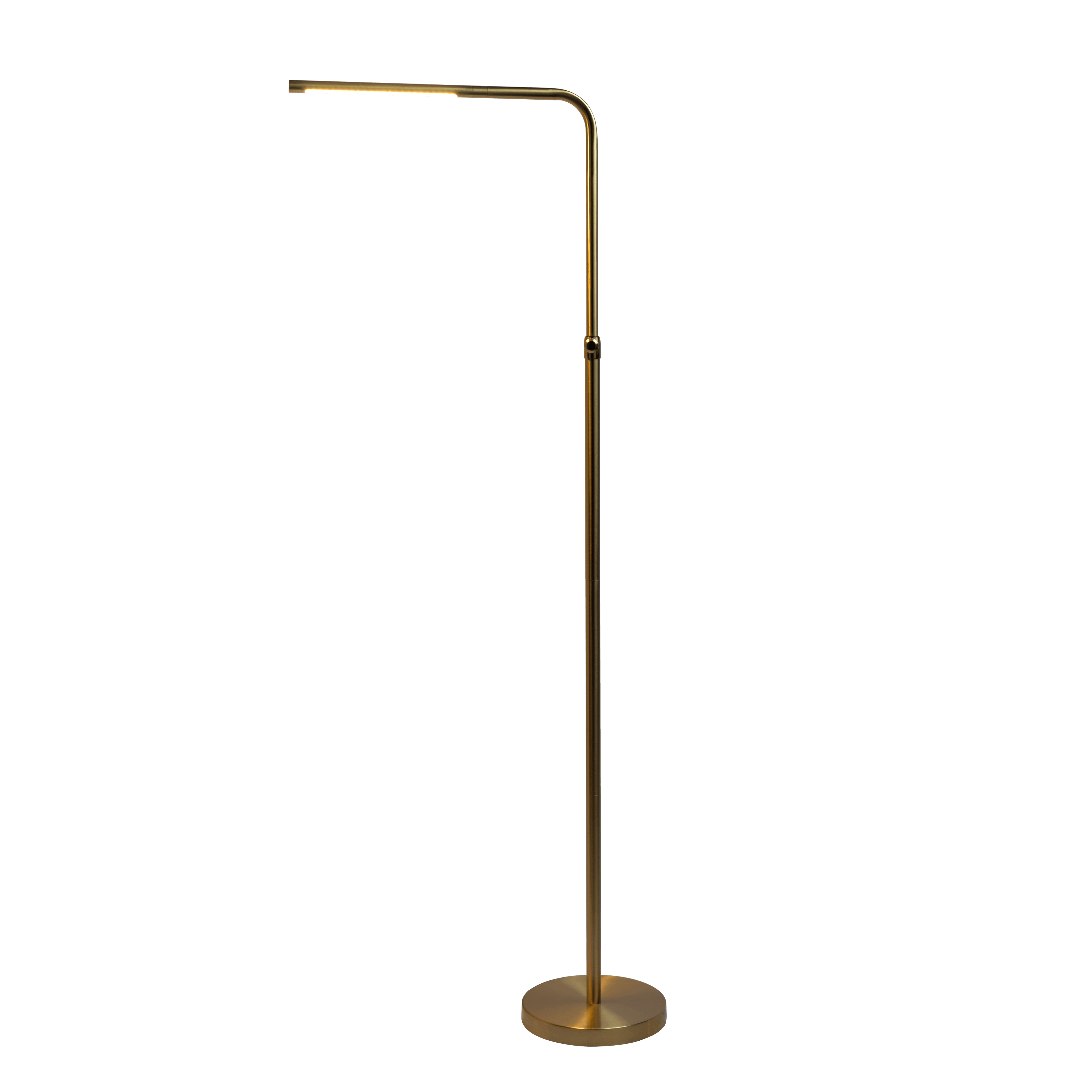 Verve Brassed Gold Floor Lamp with On/Off Switch Adjustable Led Round Base