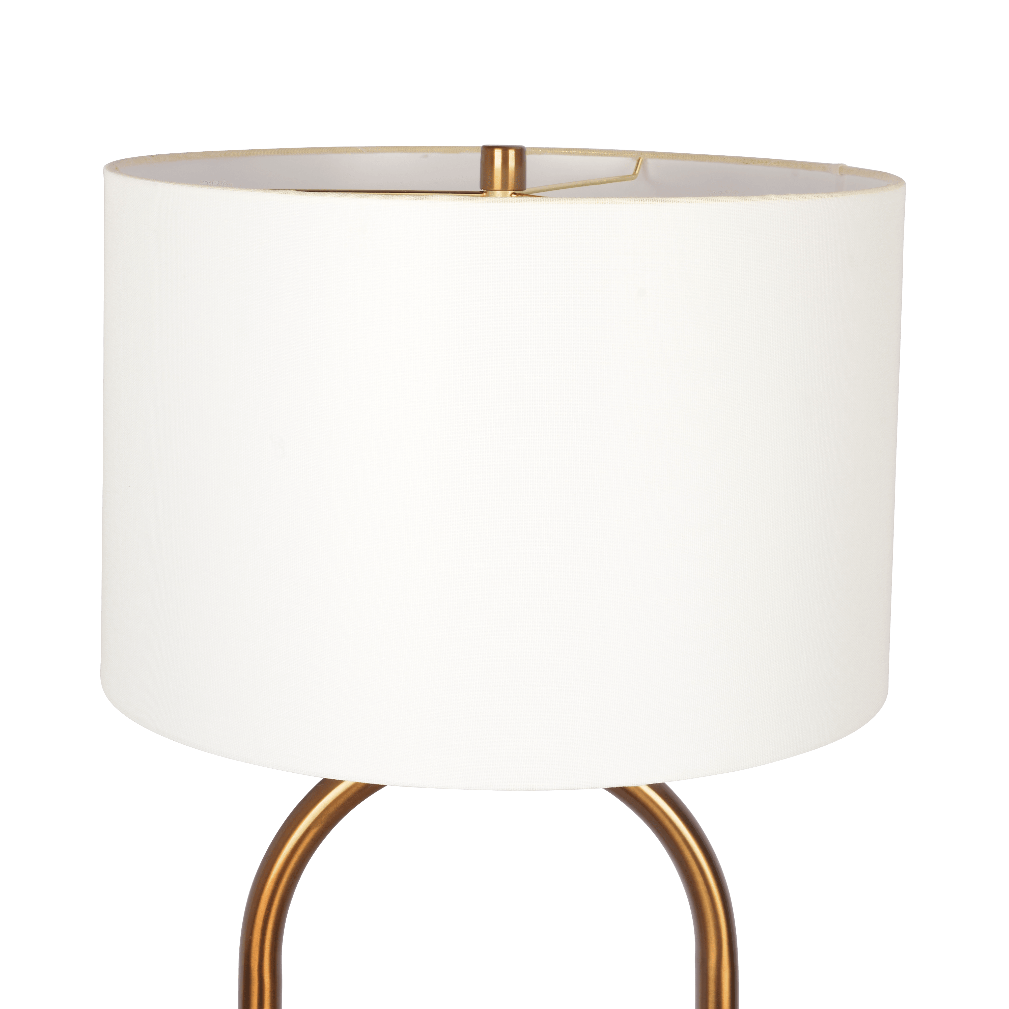 Vivid Brass Ring Base Floor Lamp with Large White Drum Shade