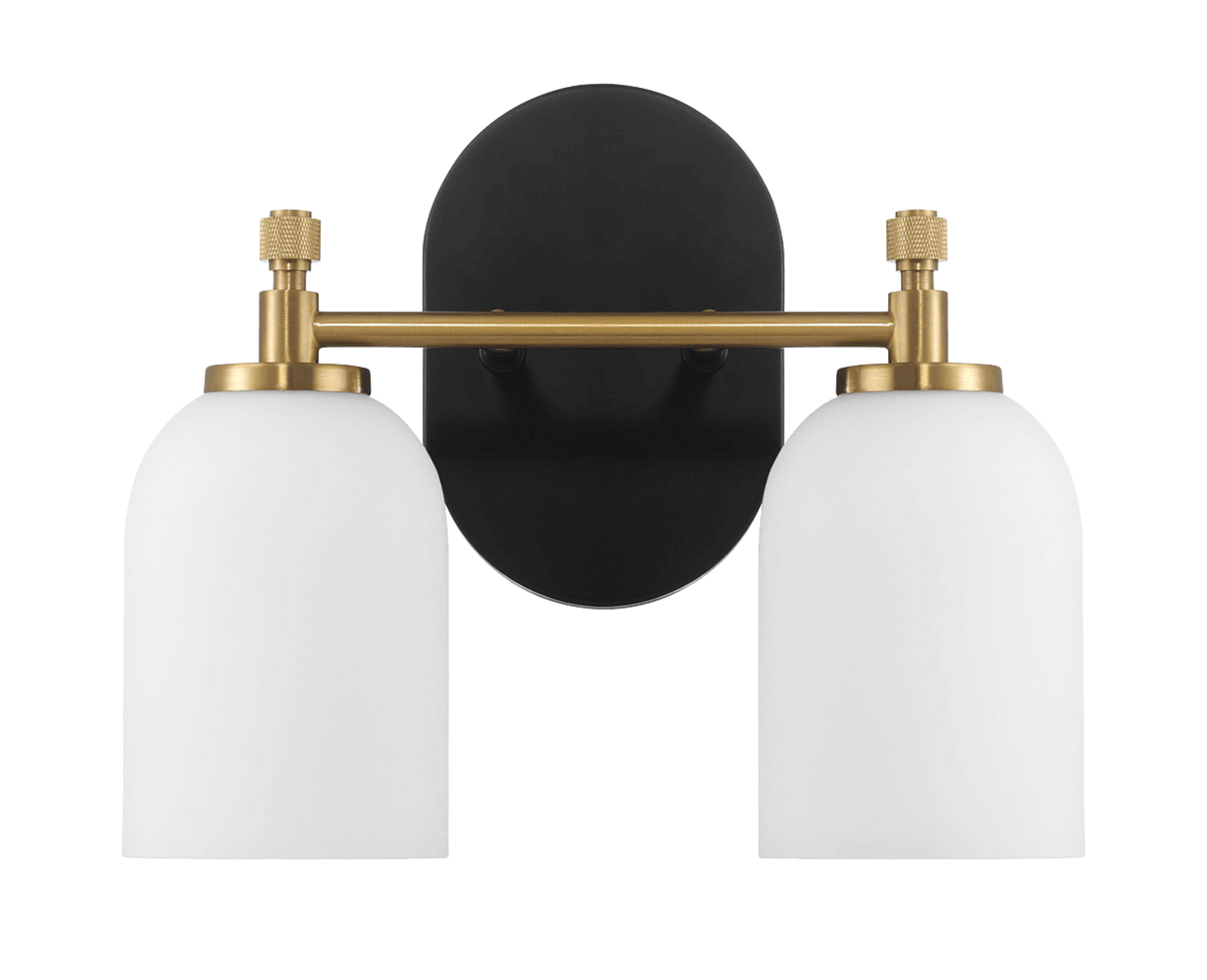 Vortex Two Lights Vanity in Traditional Style for Over Bathroom Mirror Wall Sconce 12.25"W × 10.125"H × 5.5"E With White Frosted Glass