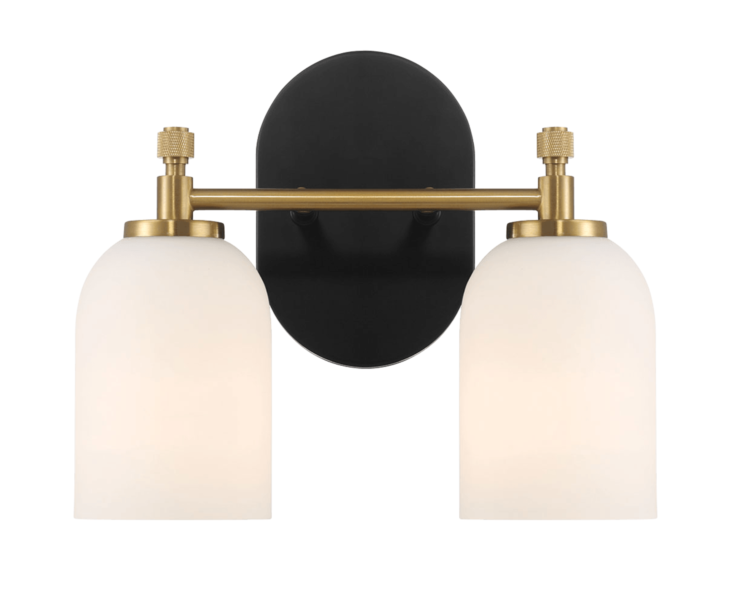 Vortex Two Lights Vanity in Traditional Style for Over Bathroom Mirror Wall Sconce 12.25"W × 10.125"H × 5.5"E With White Frosted Glass