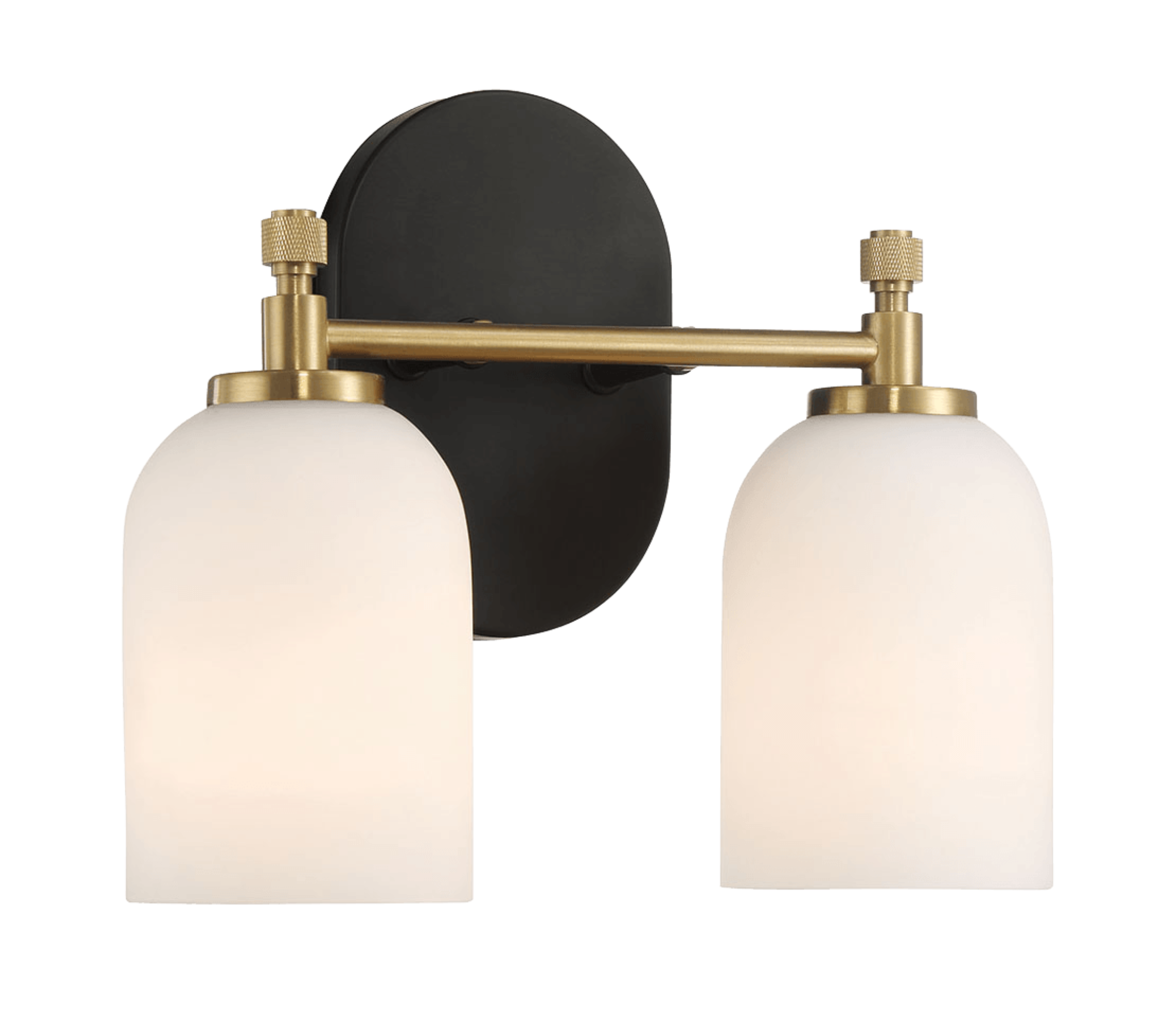 Vortex Two Lights Vanity in Traditional Style for Over Bathroom Mirror Wall Sconce 12.25"W × 10.125"H × 5.5"E With White Frosted Glass