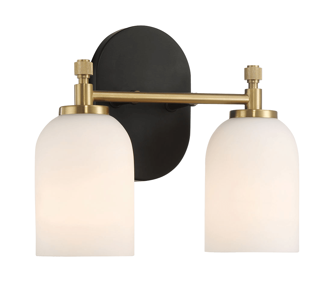 Vortex Two Lights Vanity in Traditional Style for Over Bathroom Mirror Wall Sconce 12.25"W × 10.125"H × 5.5"E With White Frosted Glass - West Lamp