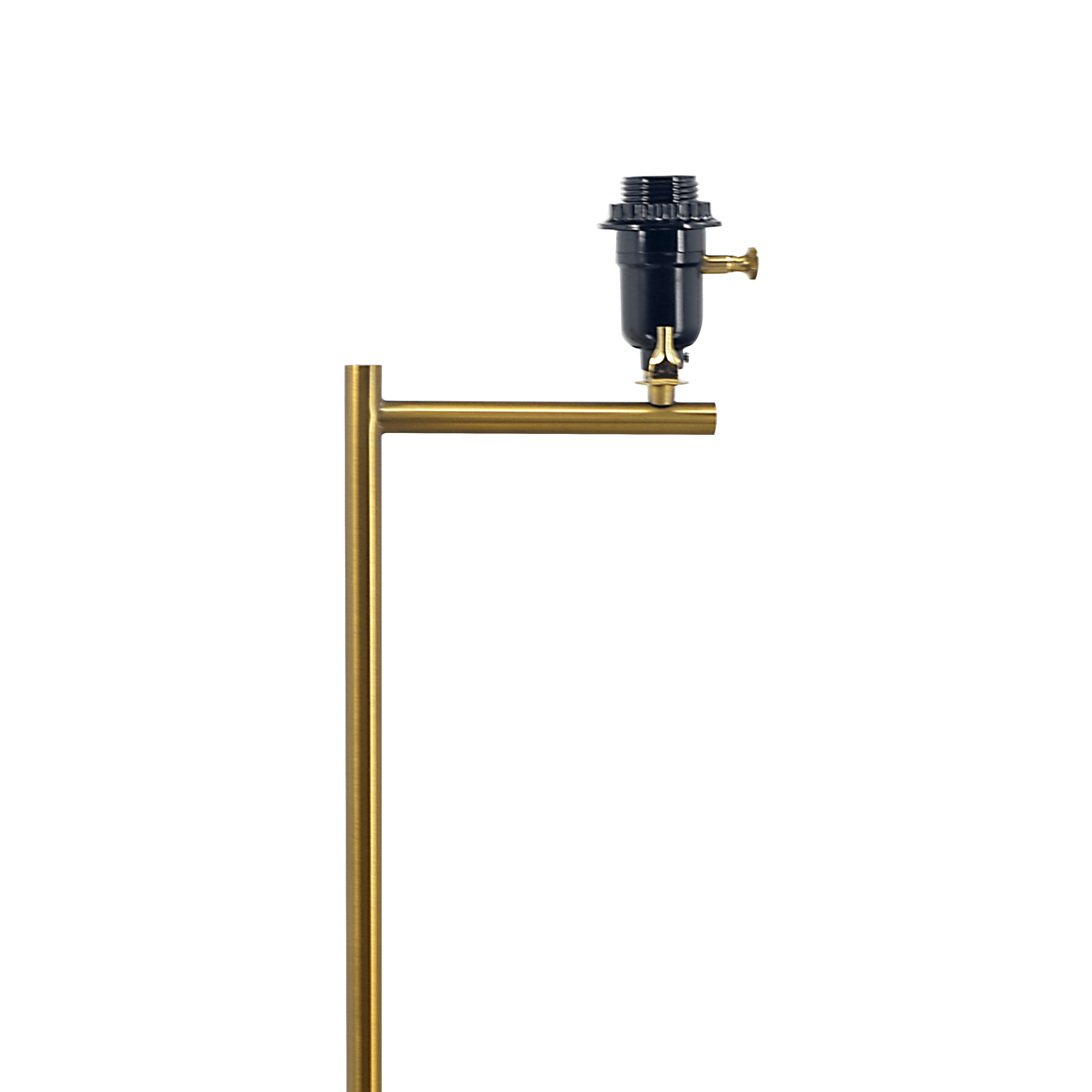 Zenith Offset Brass Base Floor Lamp with Drum-shaped Linen Shade