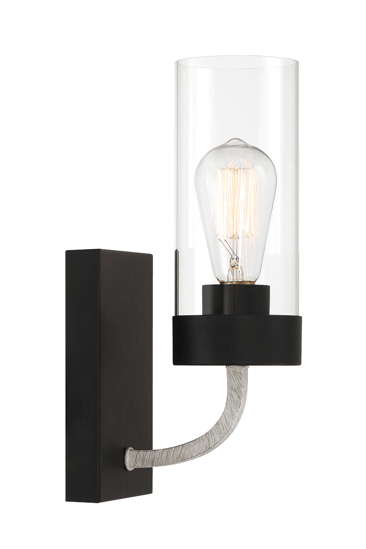 Zephyr Single Light Sconce With Clear Glass Metal Black Finish