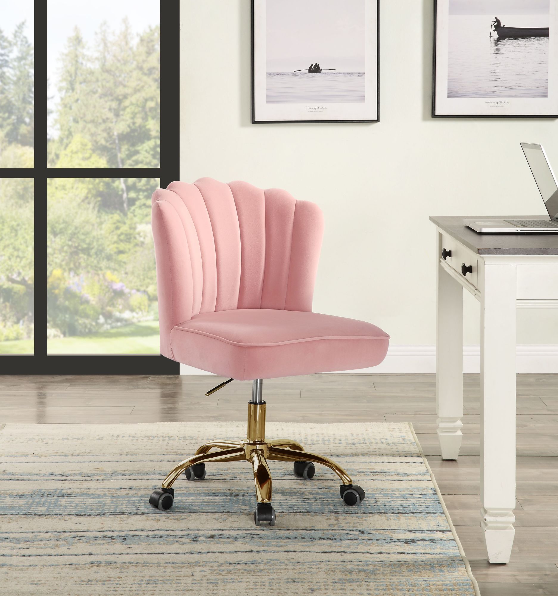 Office Chair in Dark Peach Pink Velvet