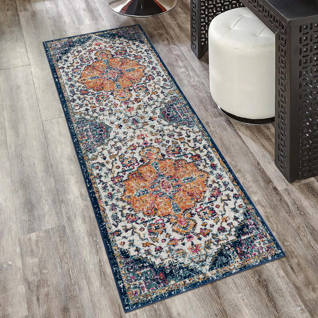 Boho Medallion Woven Area Rug 3x8'