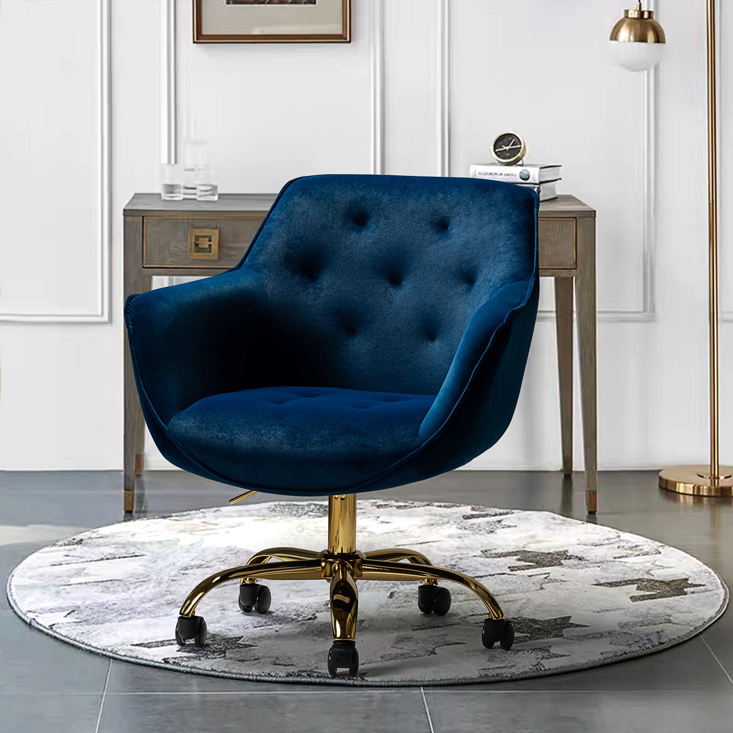 Office Chair in Blue Velvet