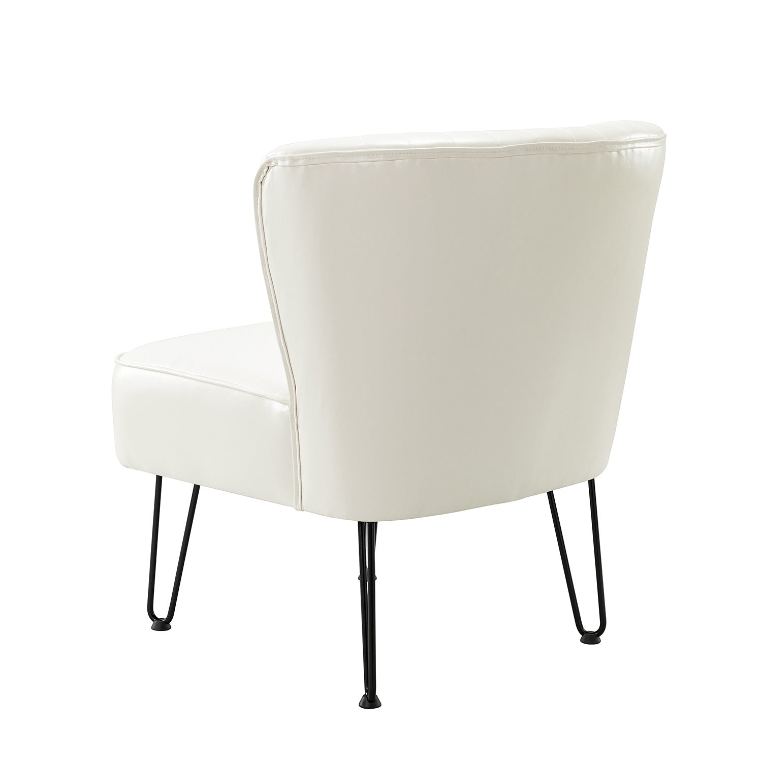 Chair in Ivory Faux Leather with Stripes