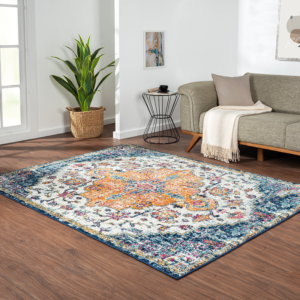 Boho Medallion Woven Area Rug 5x7'