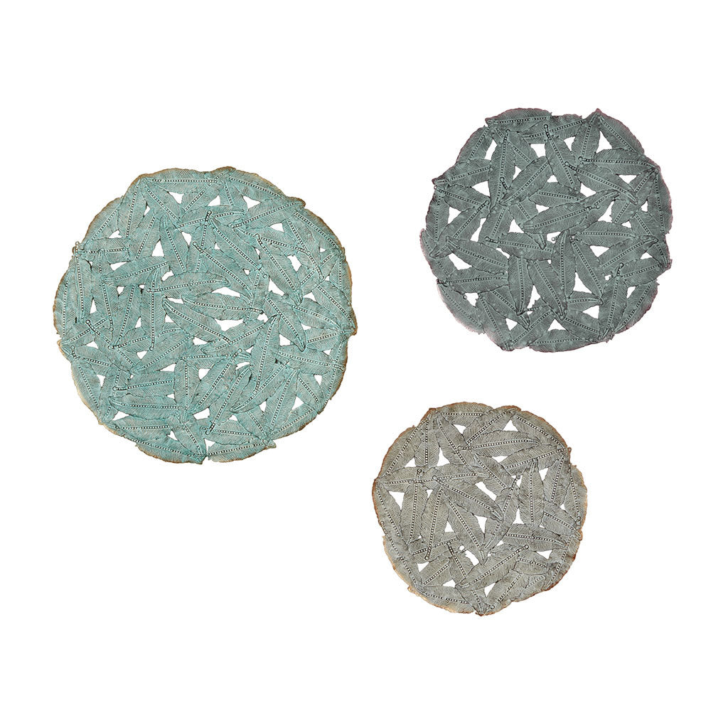 Textured Feather Disc Wall Decor 3 Piece Set