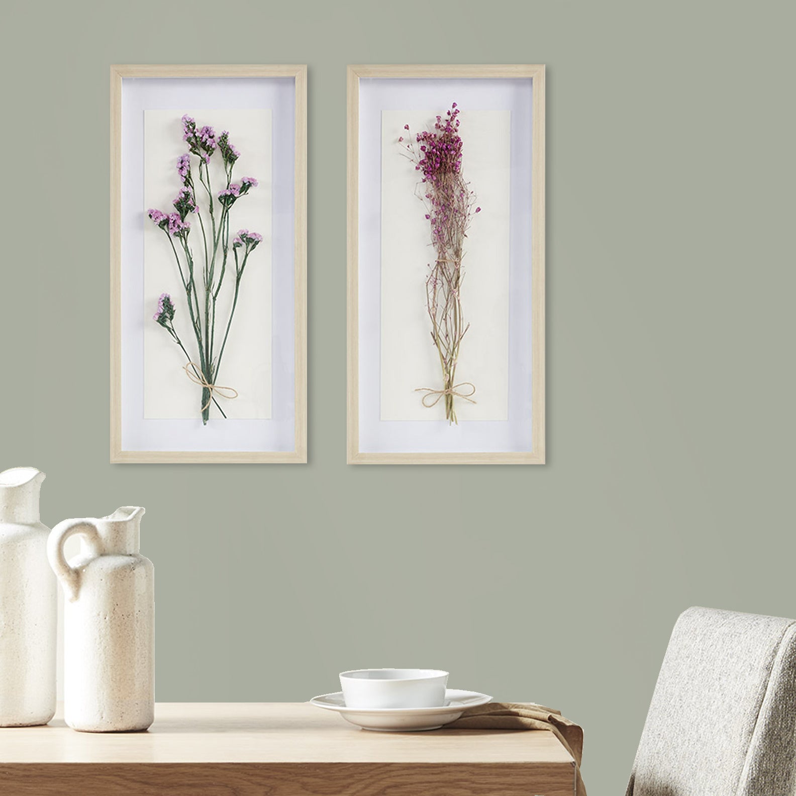 Dried Flower Shadow Box Wall Decor 2-Piece Set