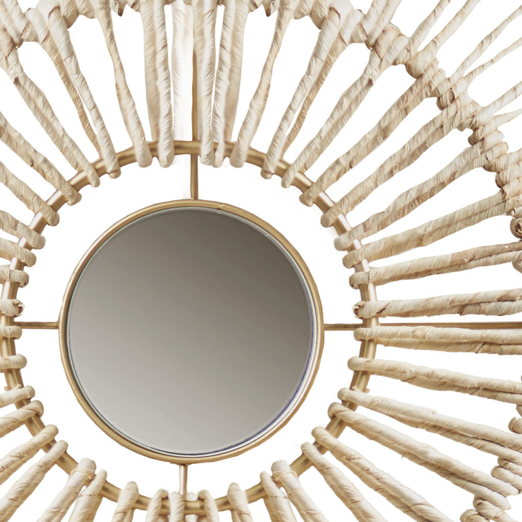 Round Natural Fiber  Mirror 3 Piece Set