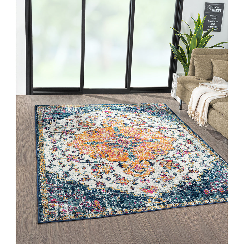 Boho Medallion Woven Area Rug 5x7'