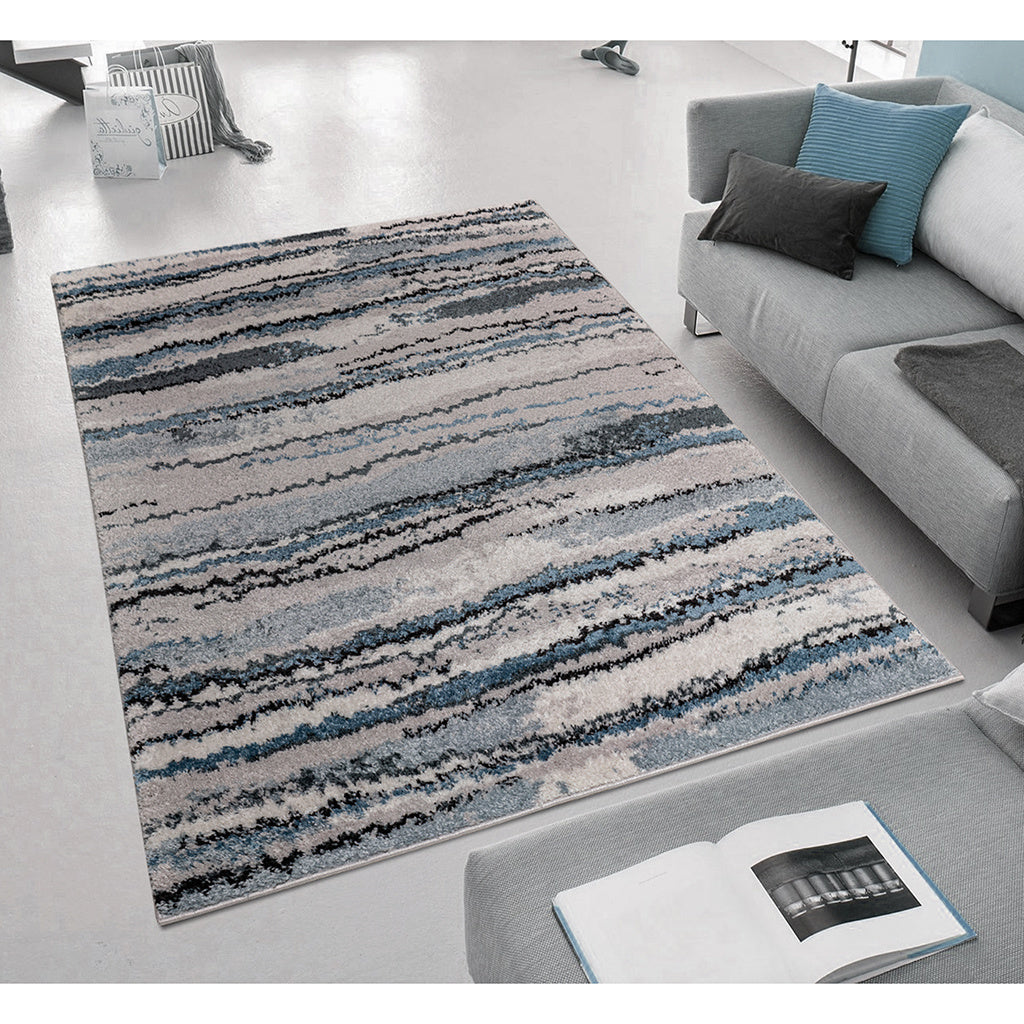 Watercolor Abstract Stripe Woven Area Rug 6x9'