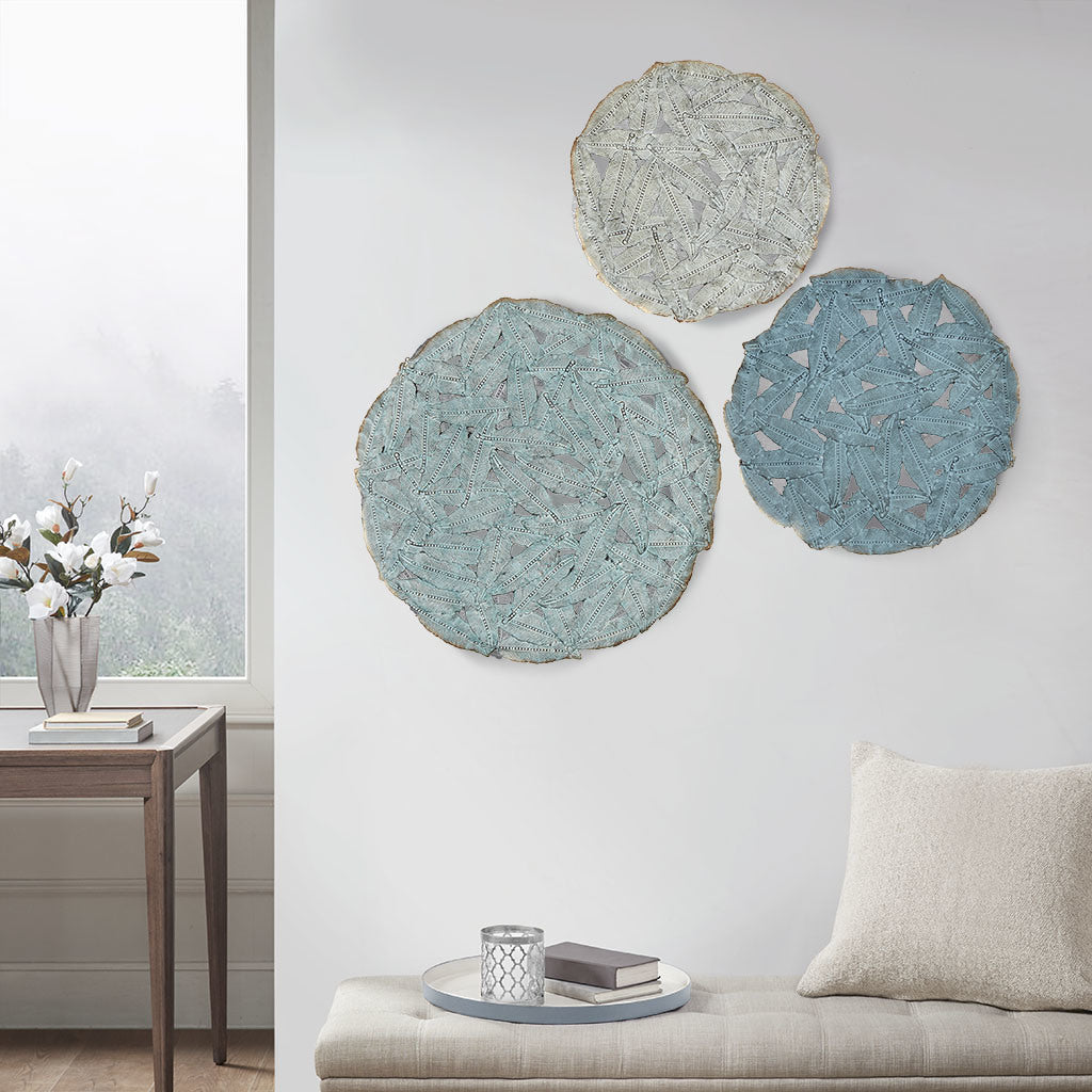 Textured Feather Disc Wall Decor 3 Piece Set