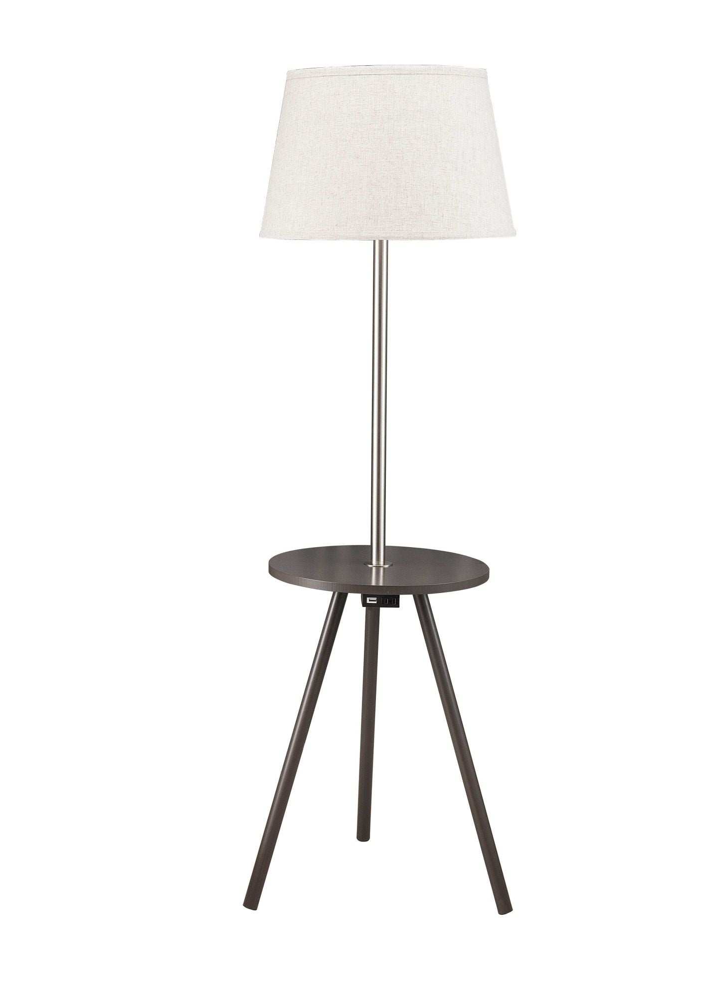 Round Sofa Side Table with Lamp and Power Station 57"