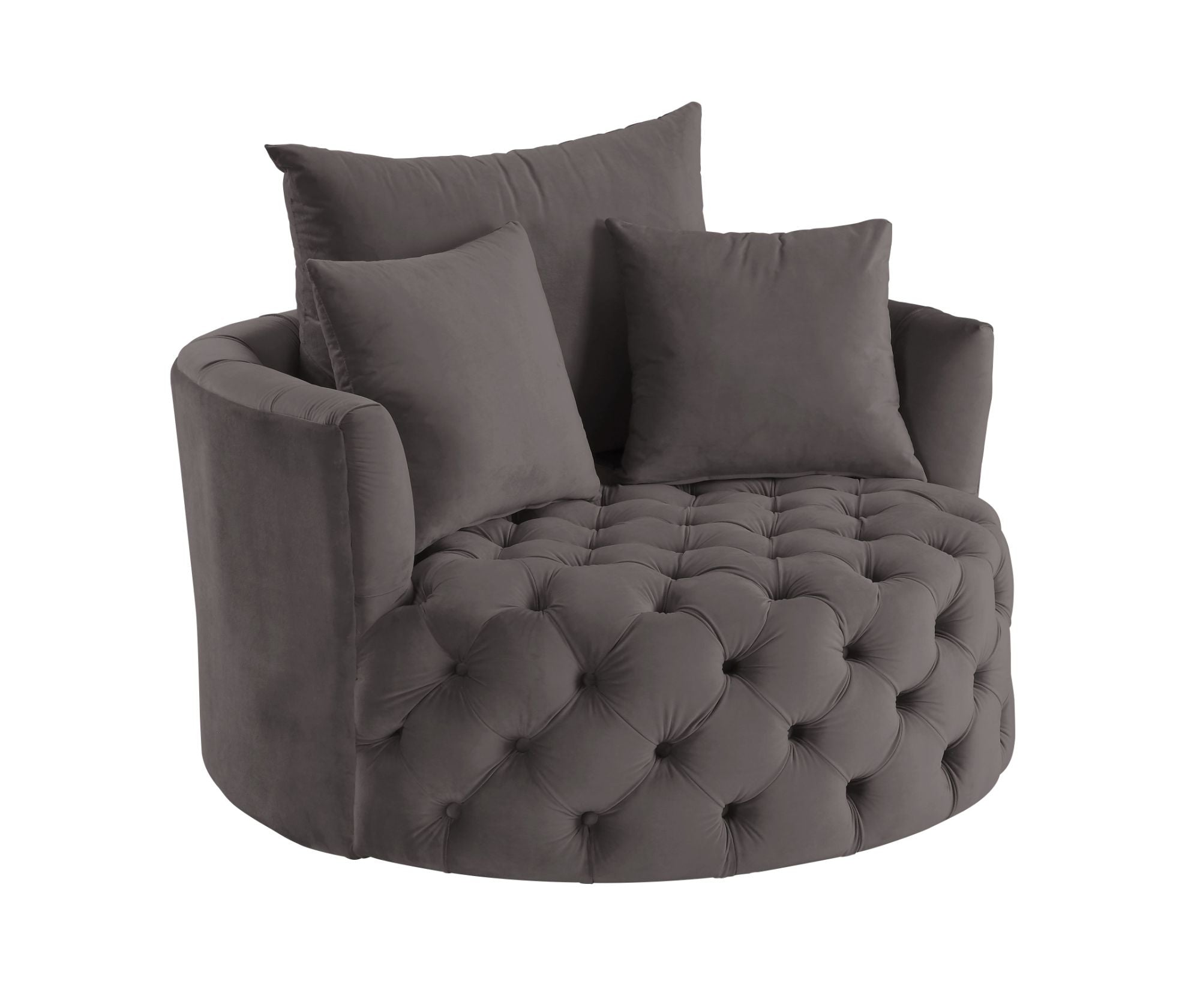 Accent Swivel Armchair in Gray Velvet