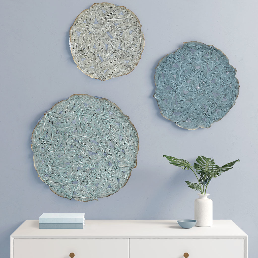 Textured Feather Disc Wall Decor 3 Piece Set