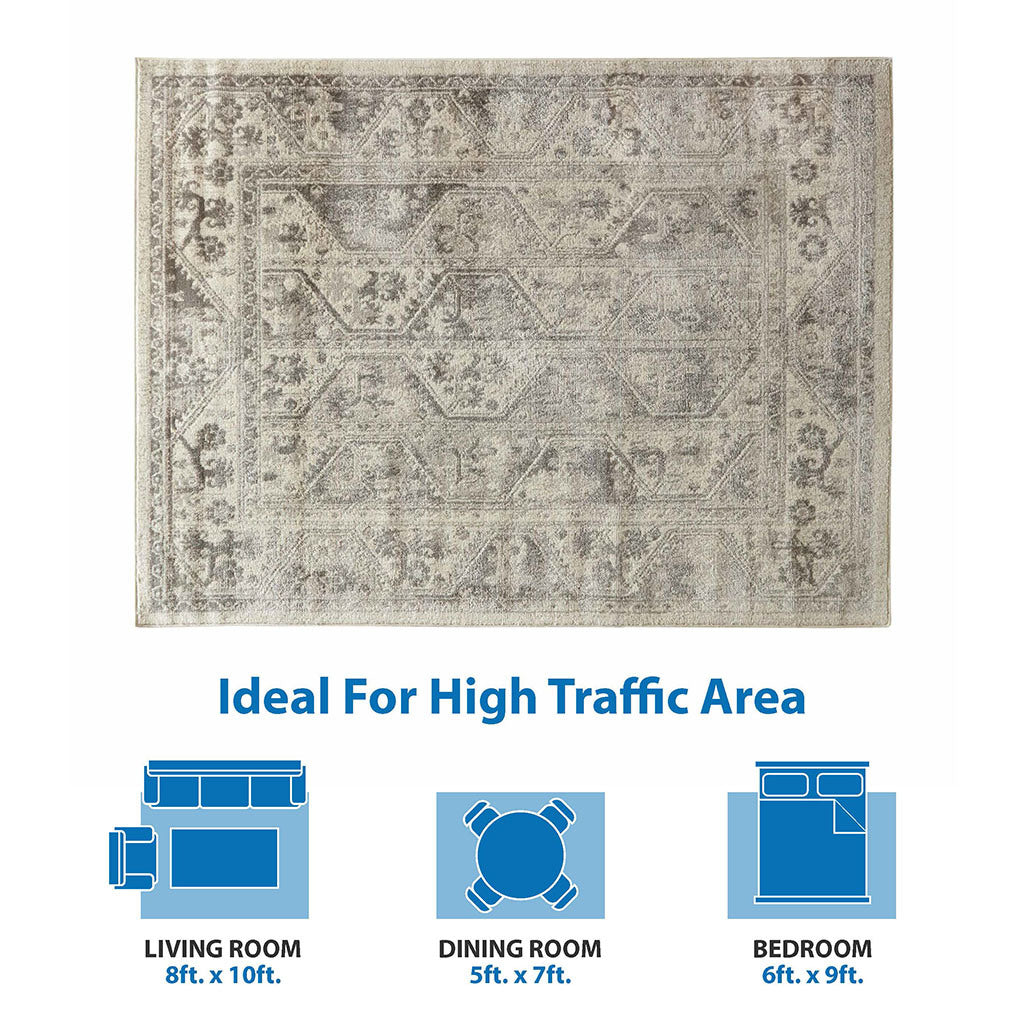 Tiled Border Area Rug 8x10'