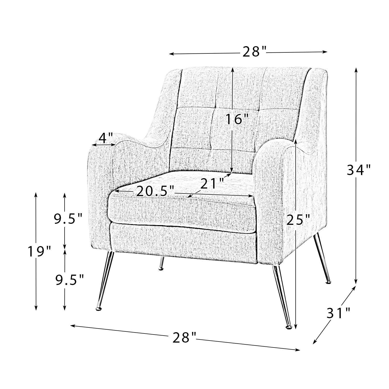 Armchair in Light GrayFabric