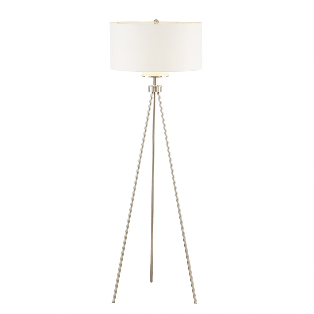 Pacific Tripod Metal Tripod Floor Lamp with Glass Shade