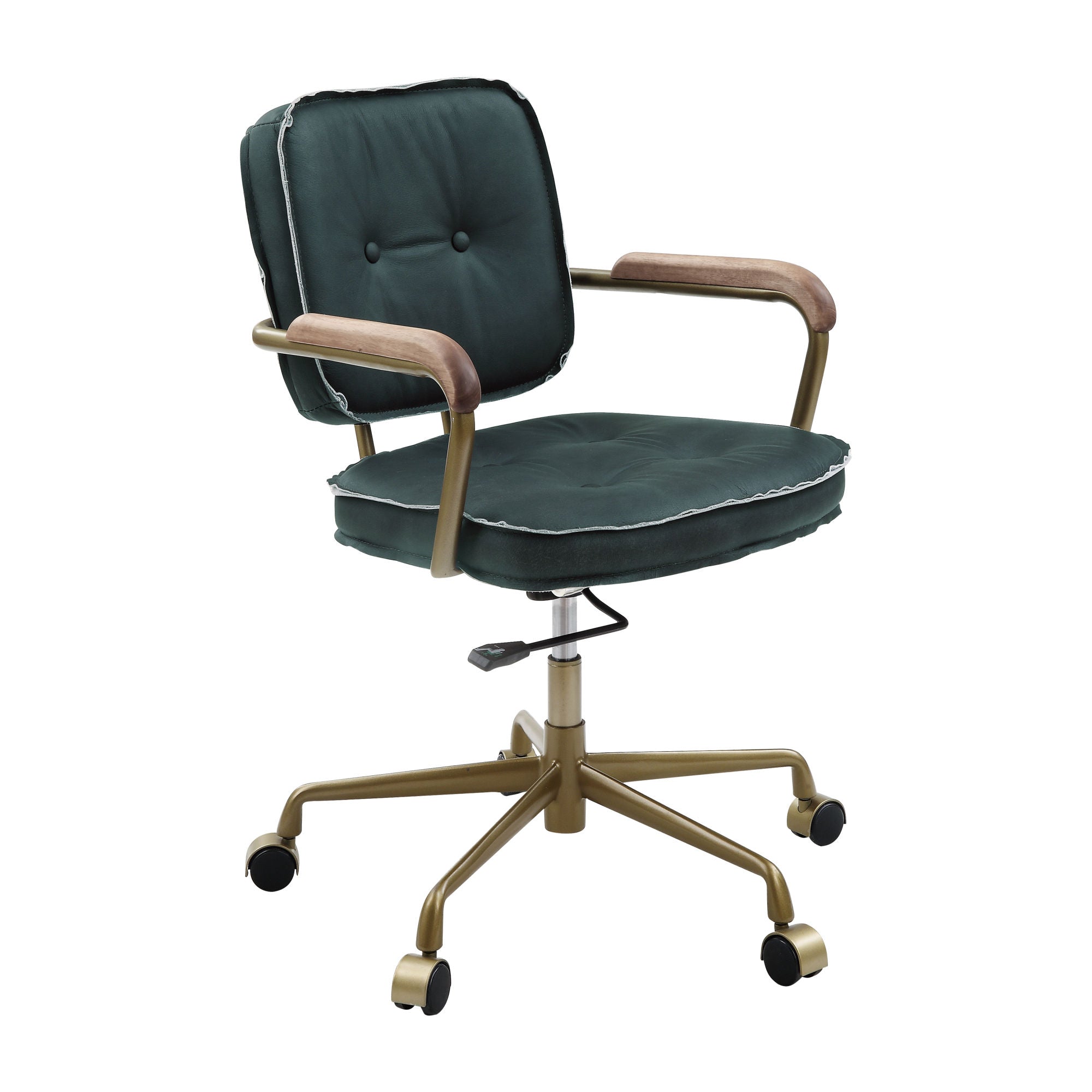 Office Chair Genuine Leather in green no background