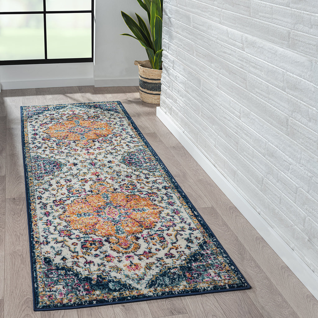 Boho Medallion Woven Area Rug 3x8'