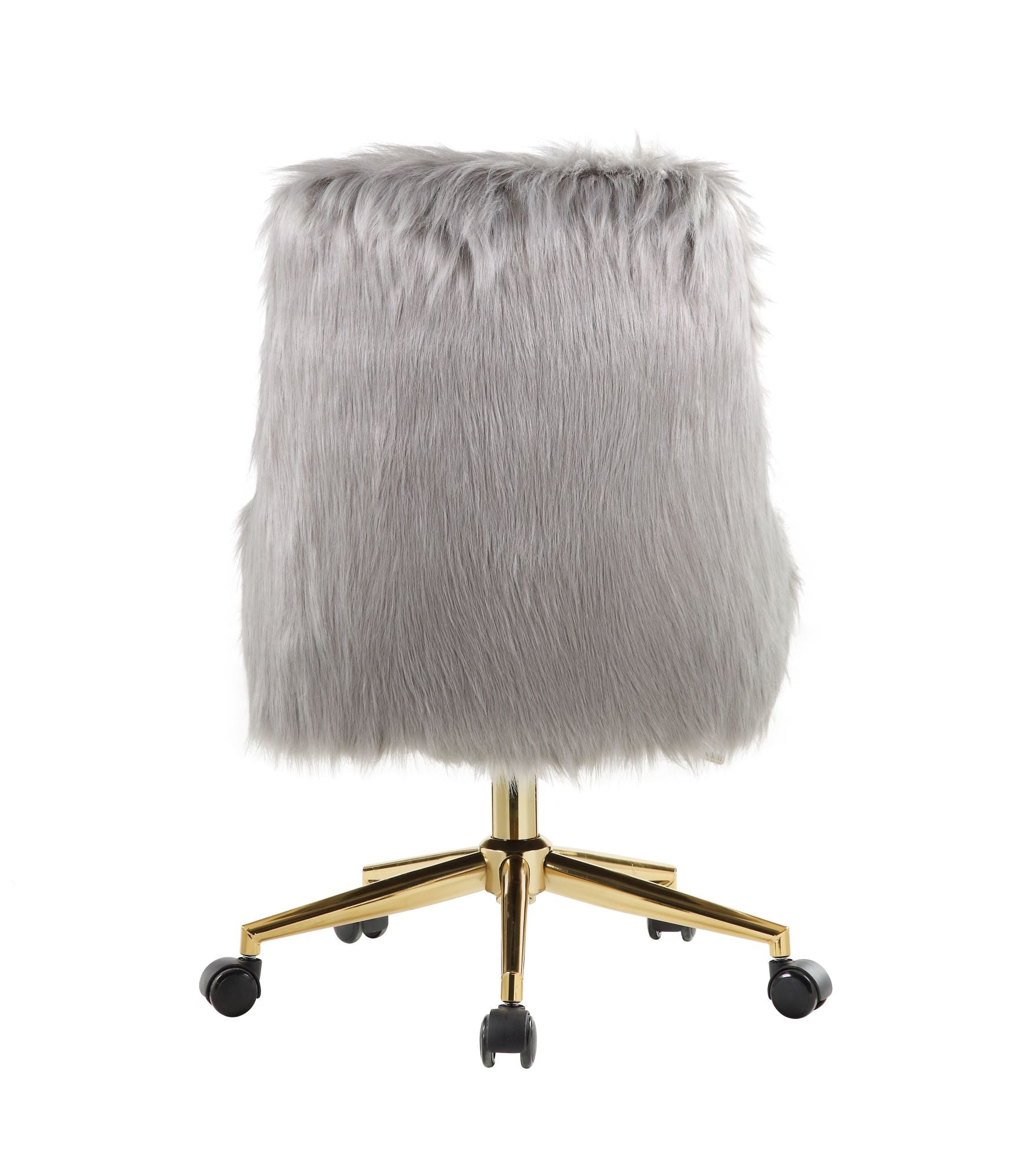 Office Chair in Gray Faux Fur
