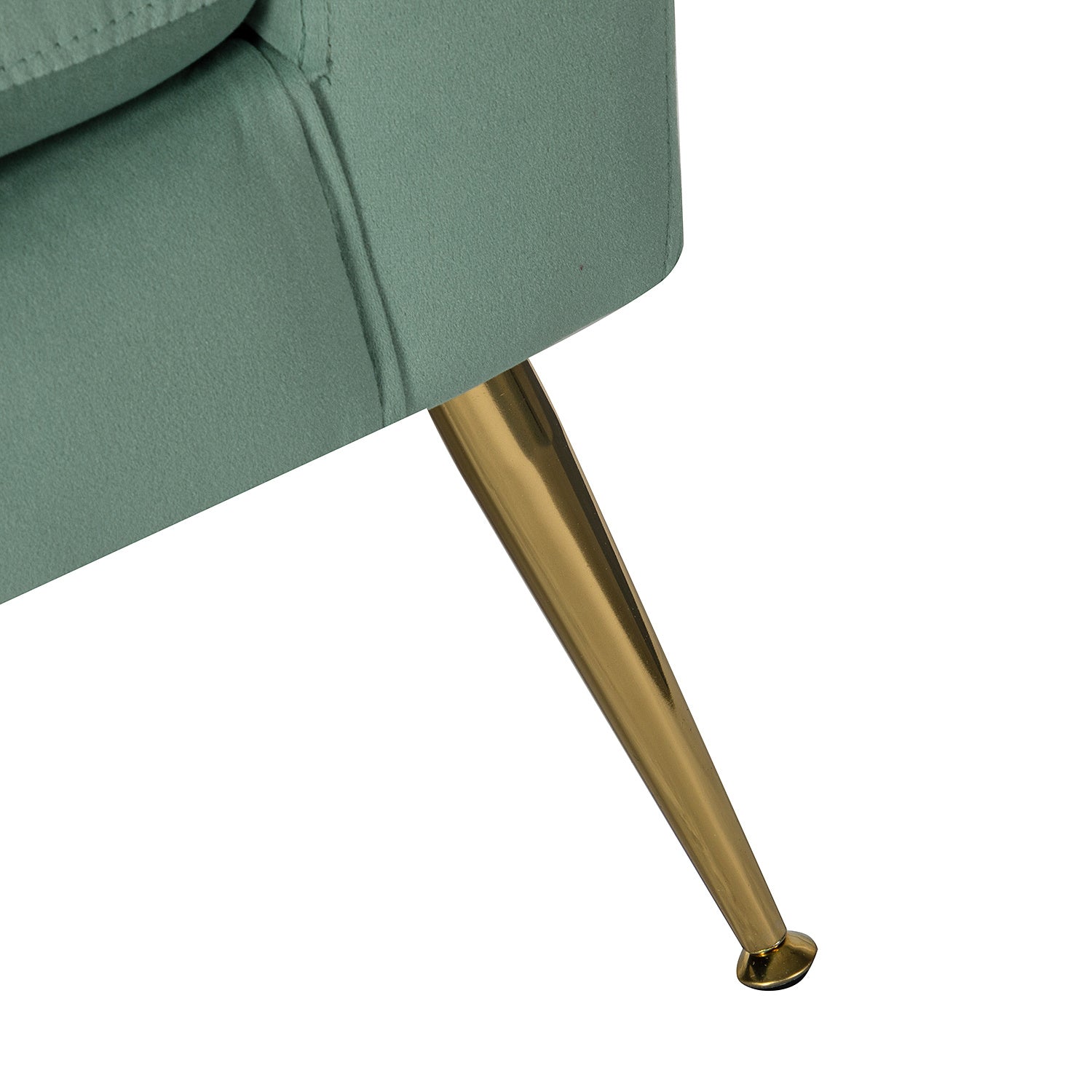 Sage Green Velvet Armchair leg detail