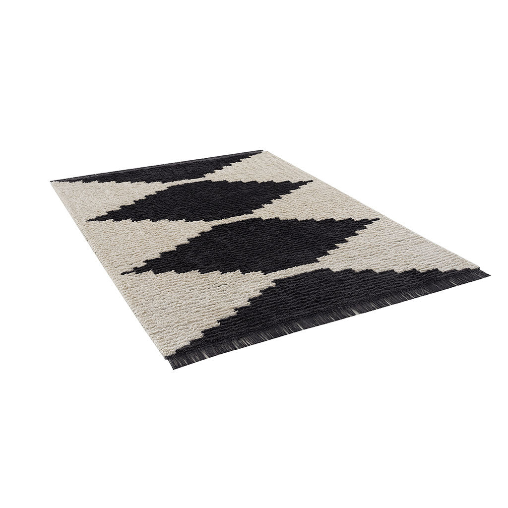 Black & Ivory Modern Area Rug 5x7'