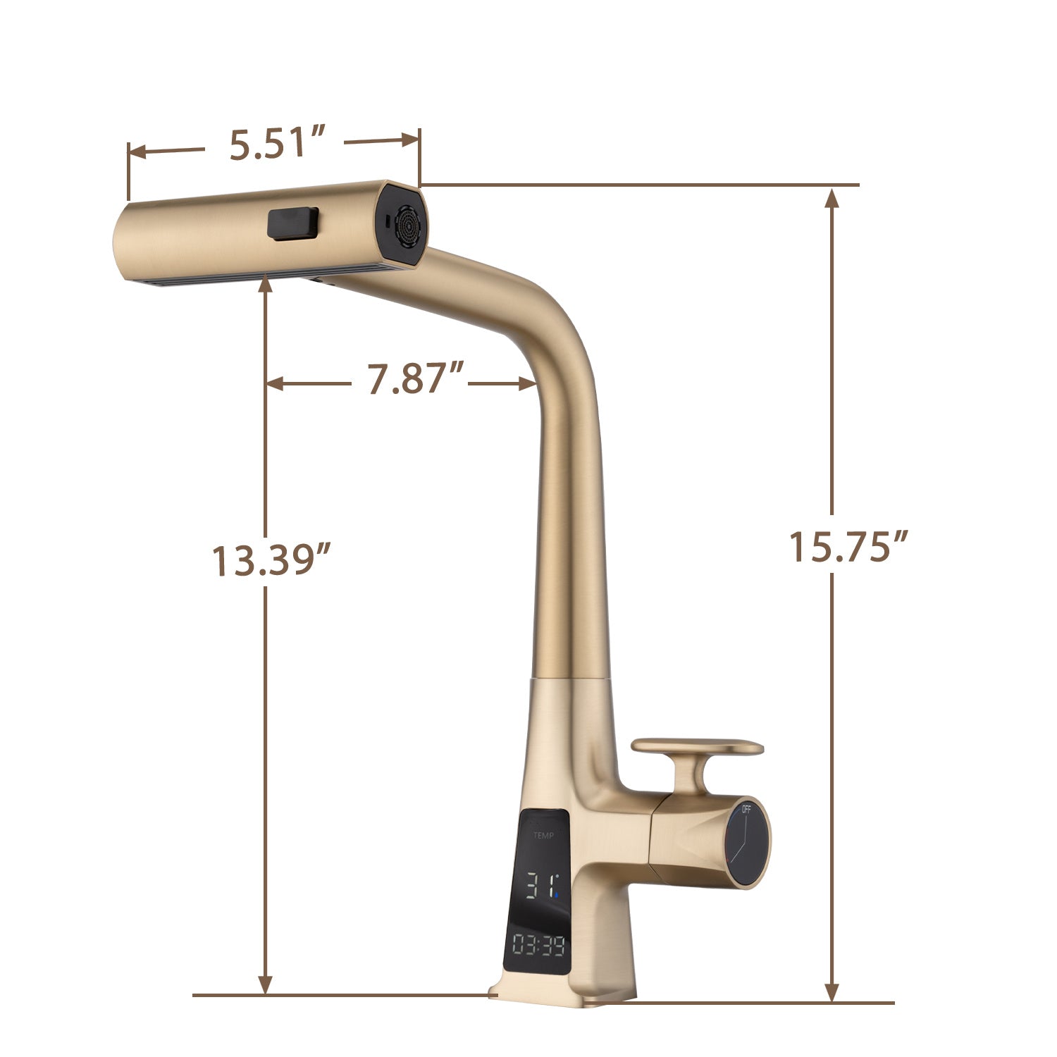 Waterfall Kitchen Faucet with Temperature Display