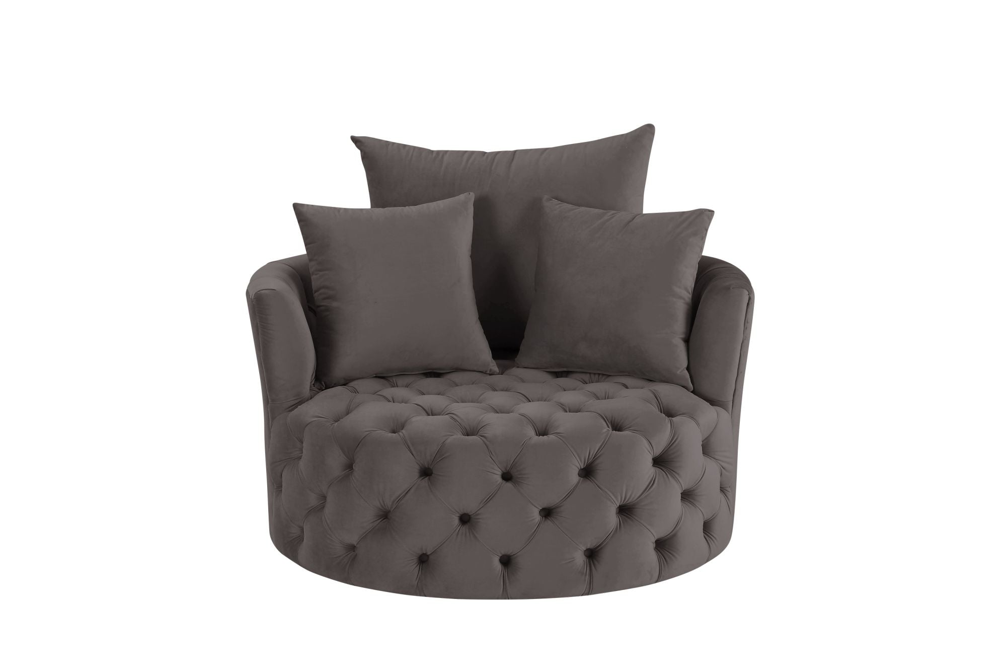 Accent Swivel Armchair in Gray Velvet