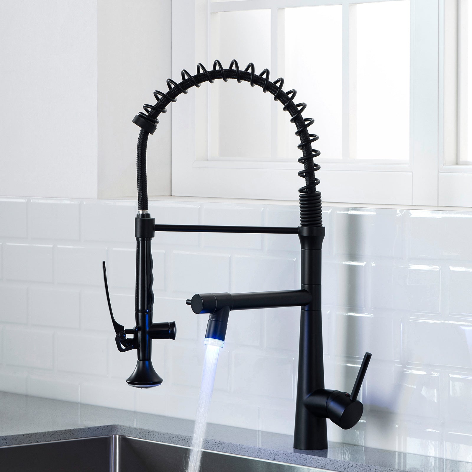 Pull Down Kitchen LED Faucet with Sprayer