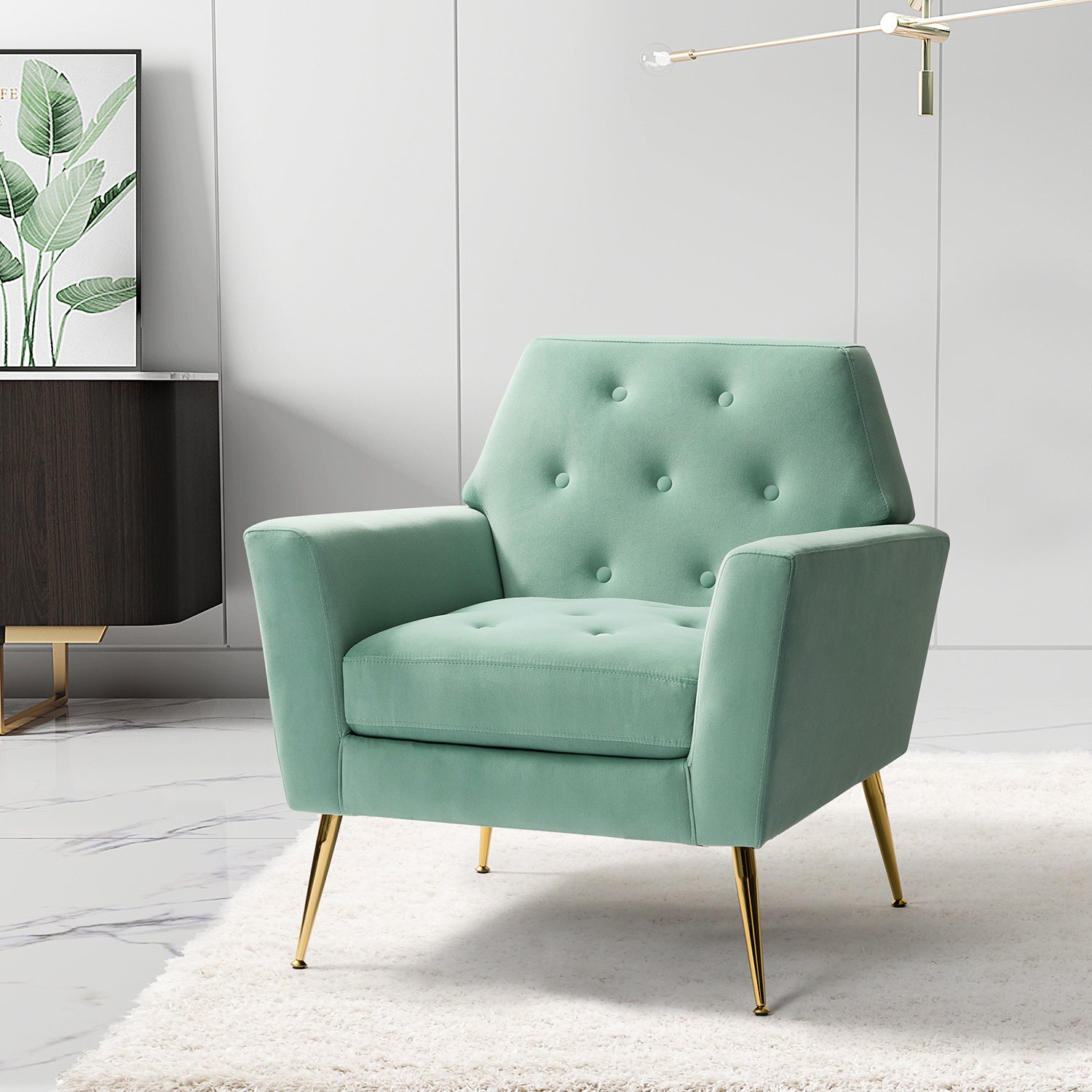 Sage Green Velvet Armchair