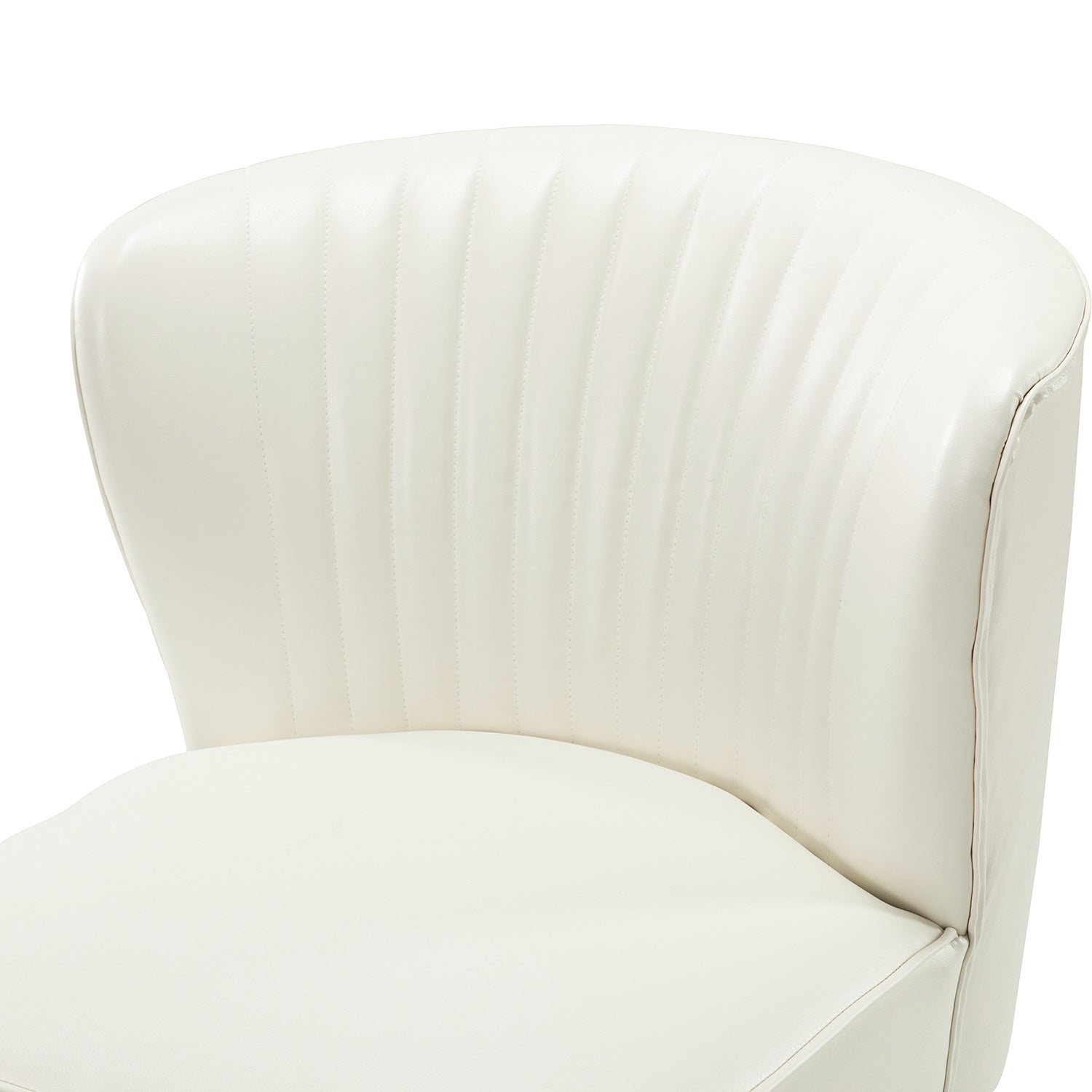 Chair in Ivory Faux Leather with Stripes