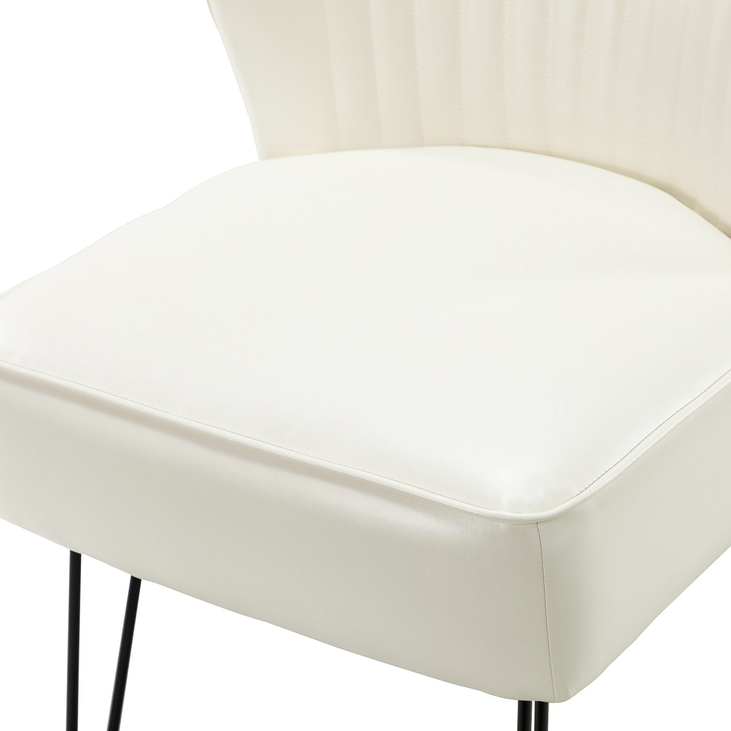 Chair in Ivory Faux Leather with Stripes