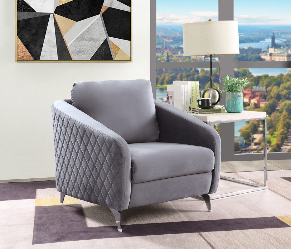 Armchair in Gray Velvet