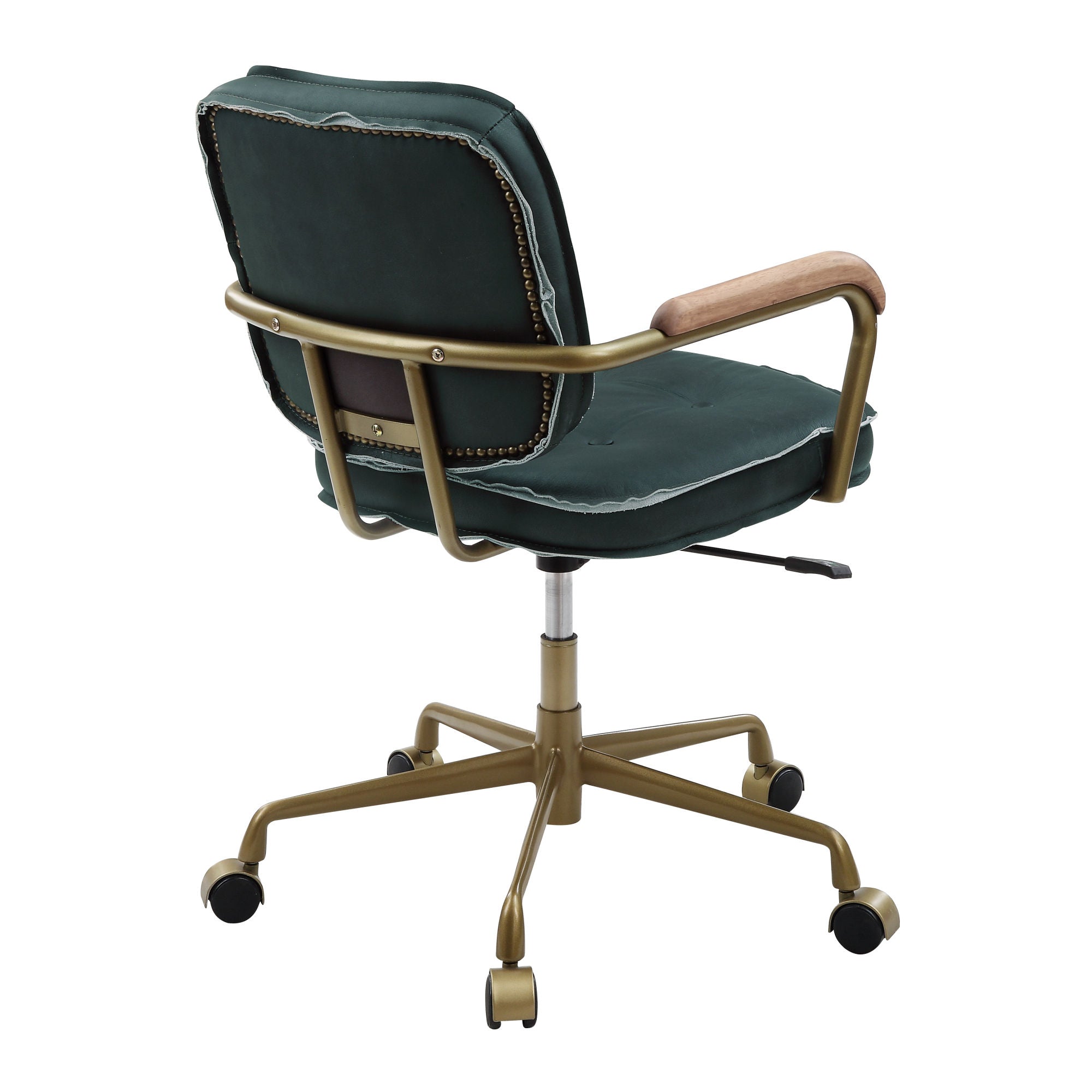 Office Chair Genuine Leather in green no background side back