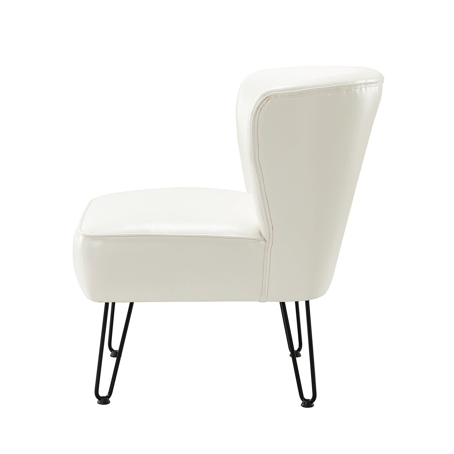 Chair in Ivory Faux Leather with Stripes