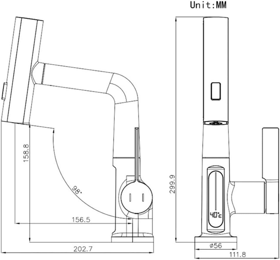 Waterfall Kitchen Faucet with Temperature Display