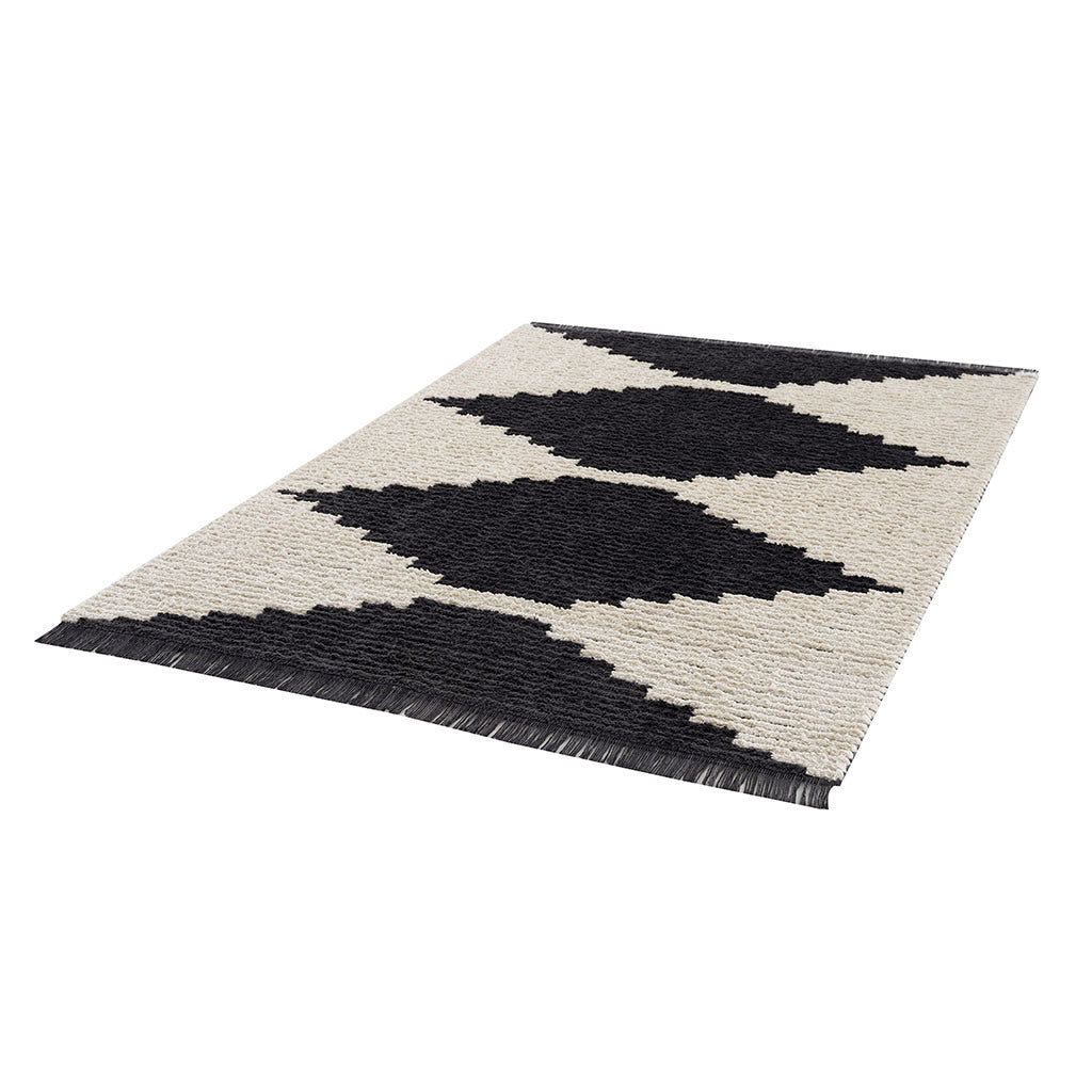 Black & Ivory Modern Area Rug 5x7'