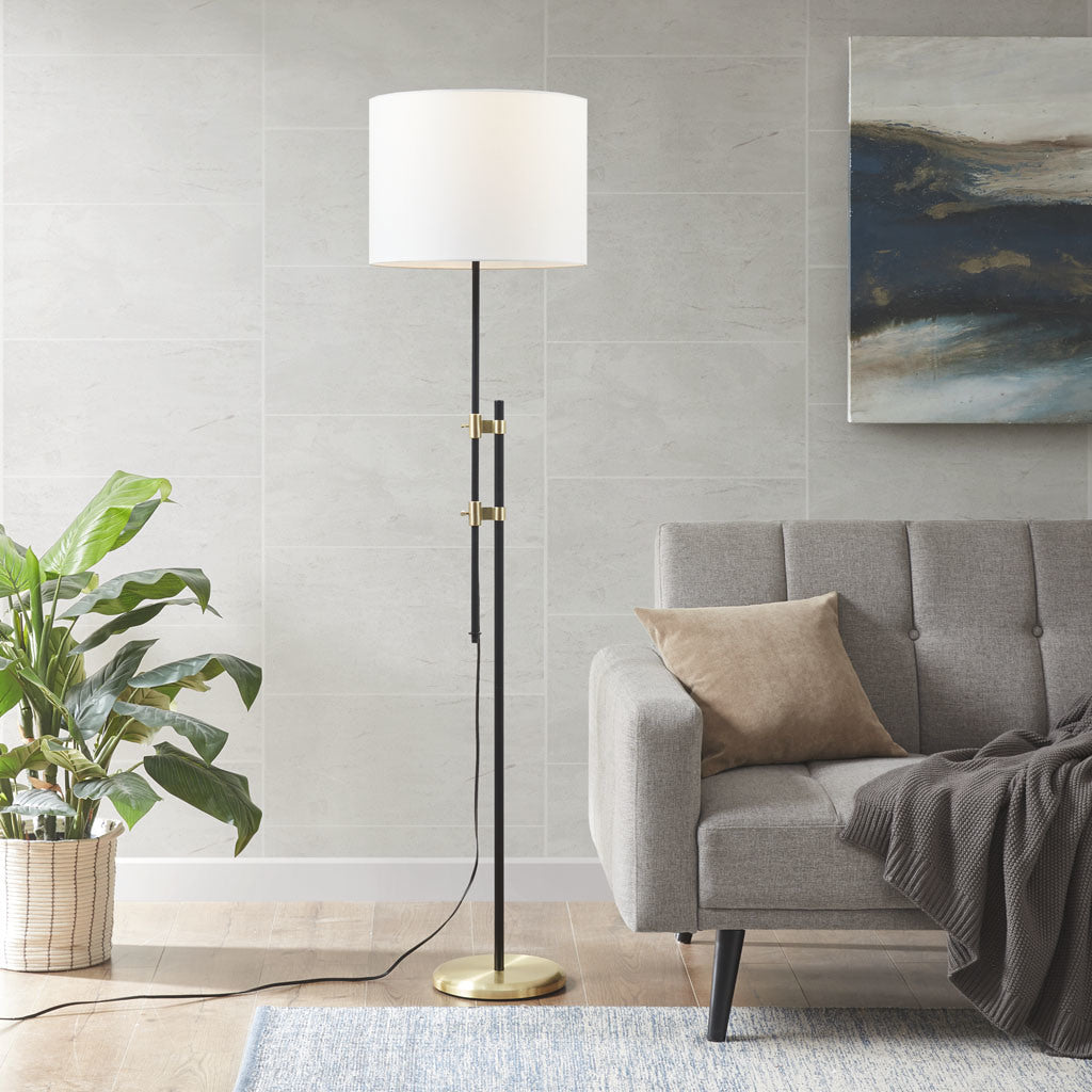 Asymmetrical Adjustable Height Metal Floor Lamp